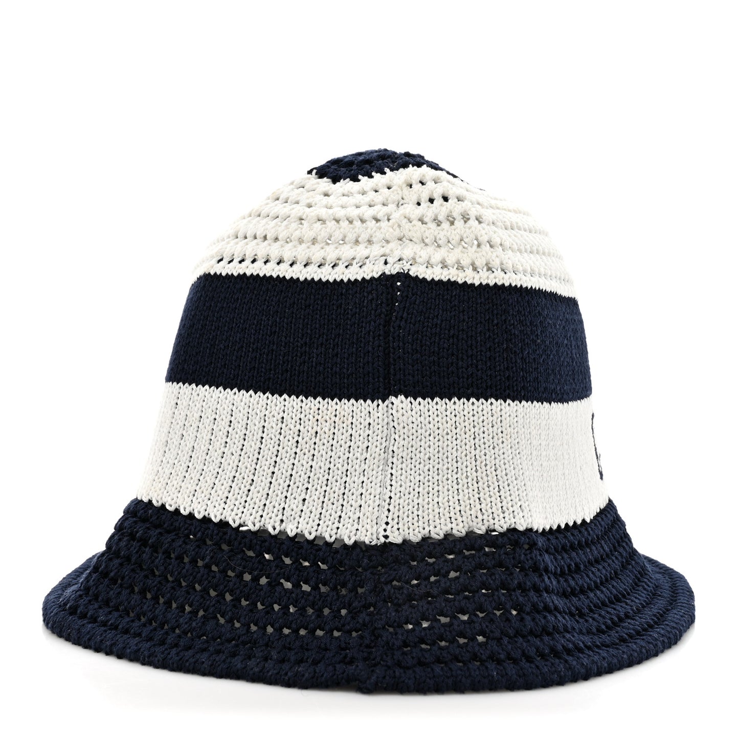 Cotton Blend Knitted D-Tulipe Cloche Hat M Blue White