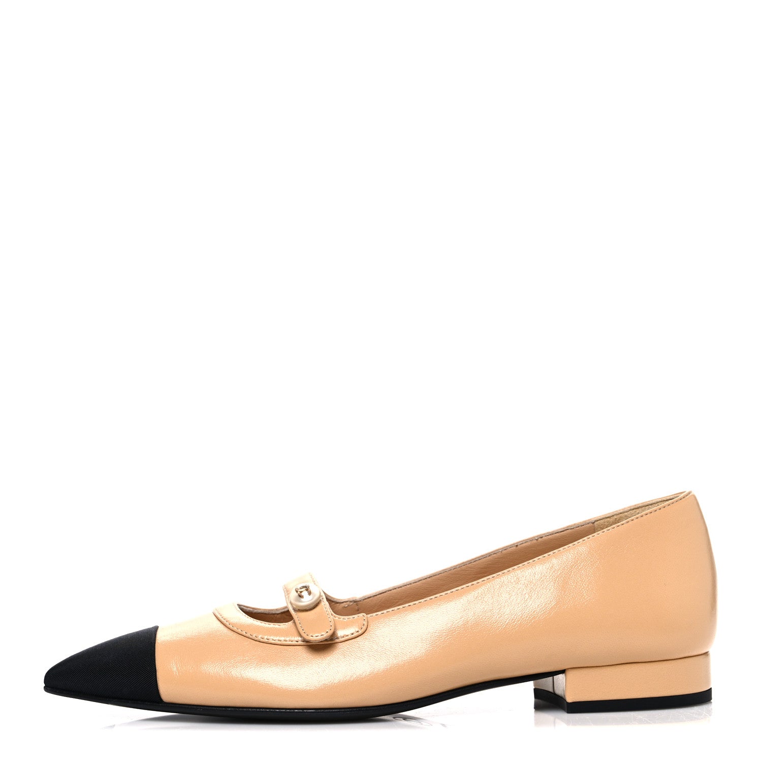 Chanel Shiny Lambskin Grosgrain Pointed Toe CC Ballet Flats 36