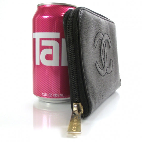 Caviar Zip Around Wallet Black