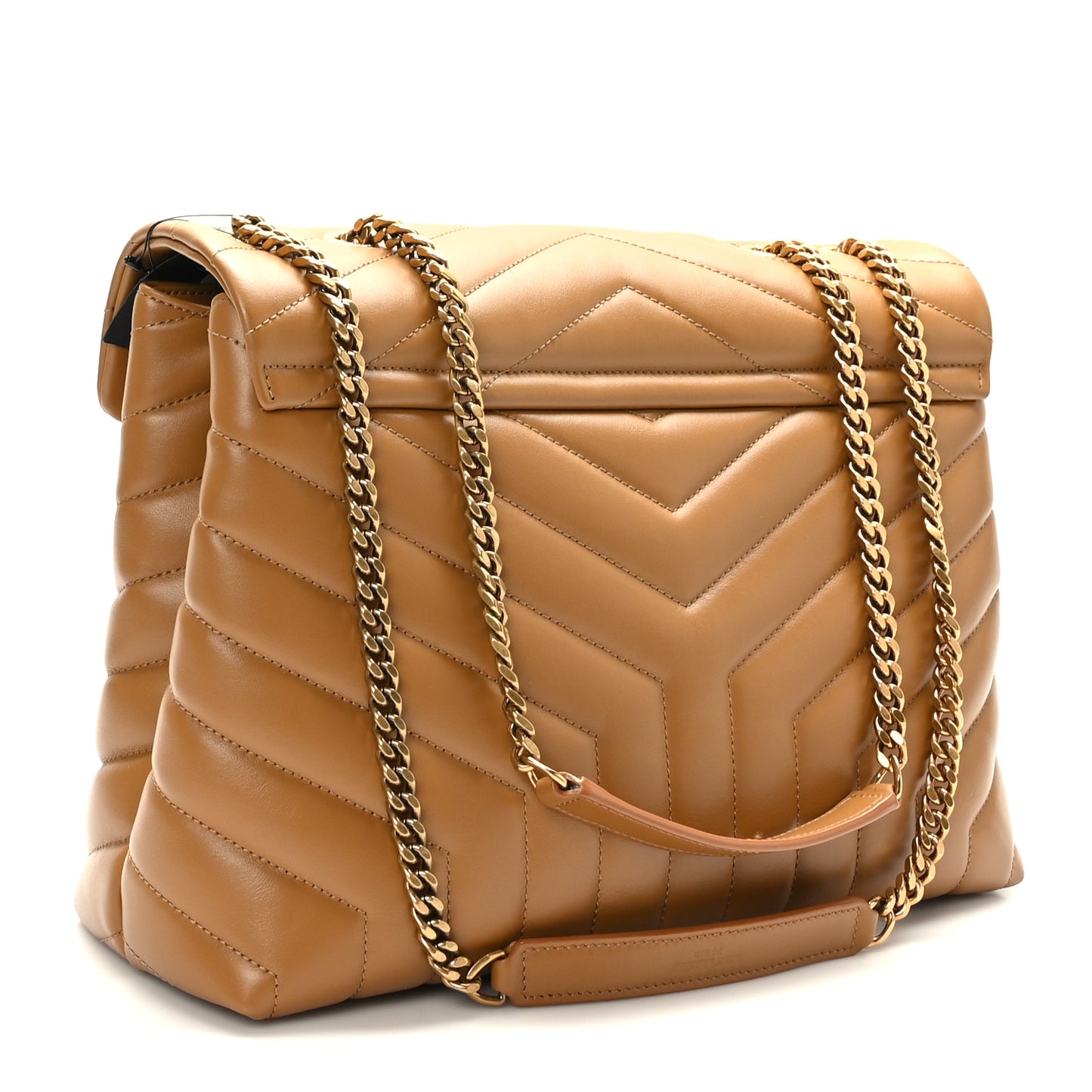 Calfskin Y Quilted Monogram Medium Loulou Chain Satchel Dark Natural