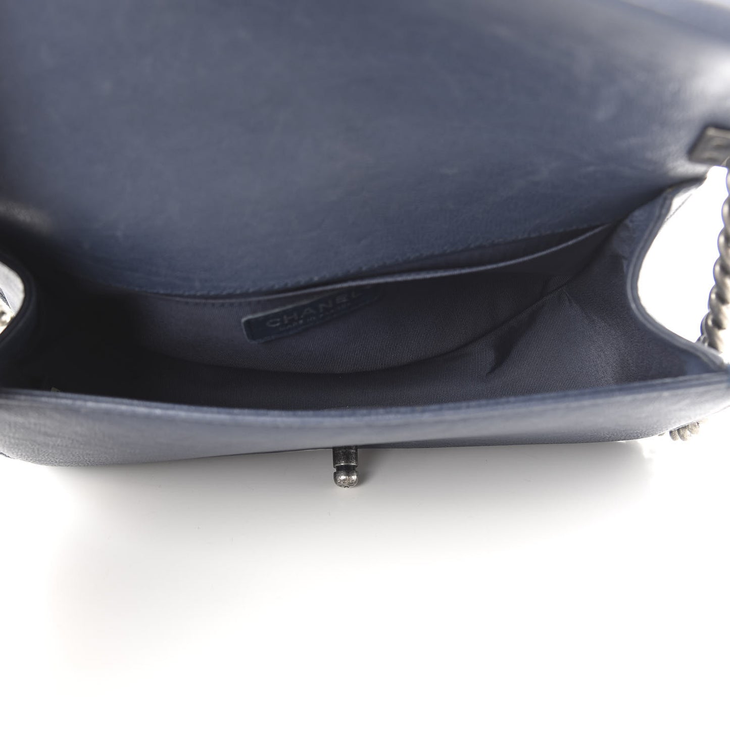 Calfskin Quilted Medium Top Handle Boy Flap Blue