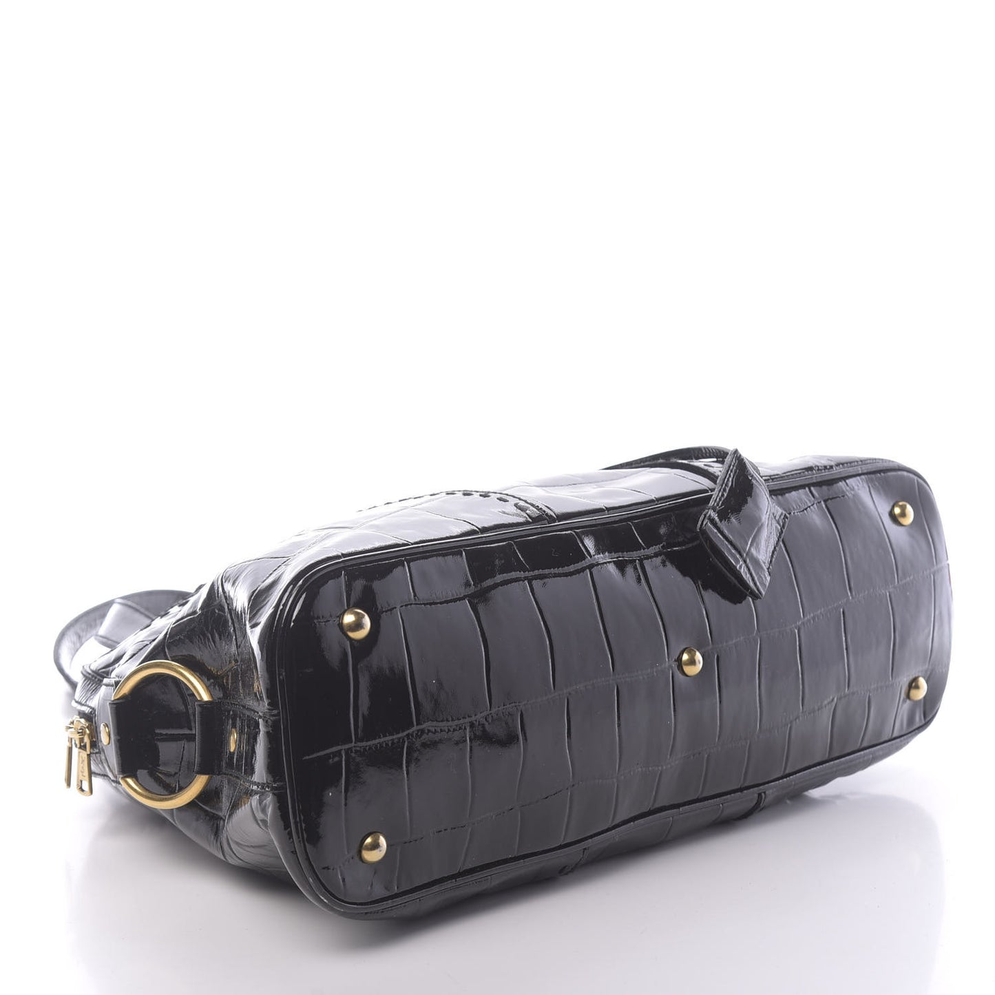 Crocodile Embossed Patent Large Muse Black