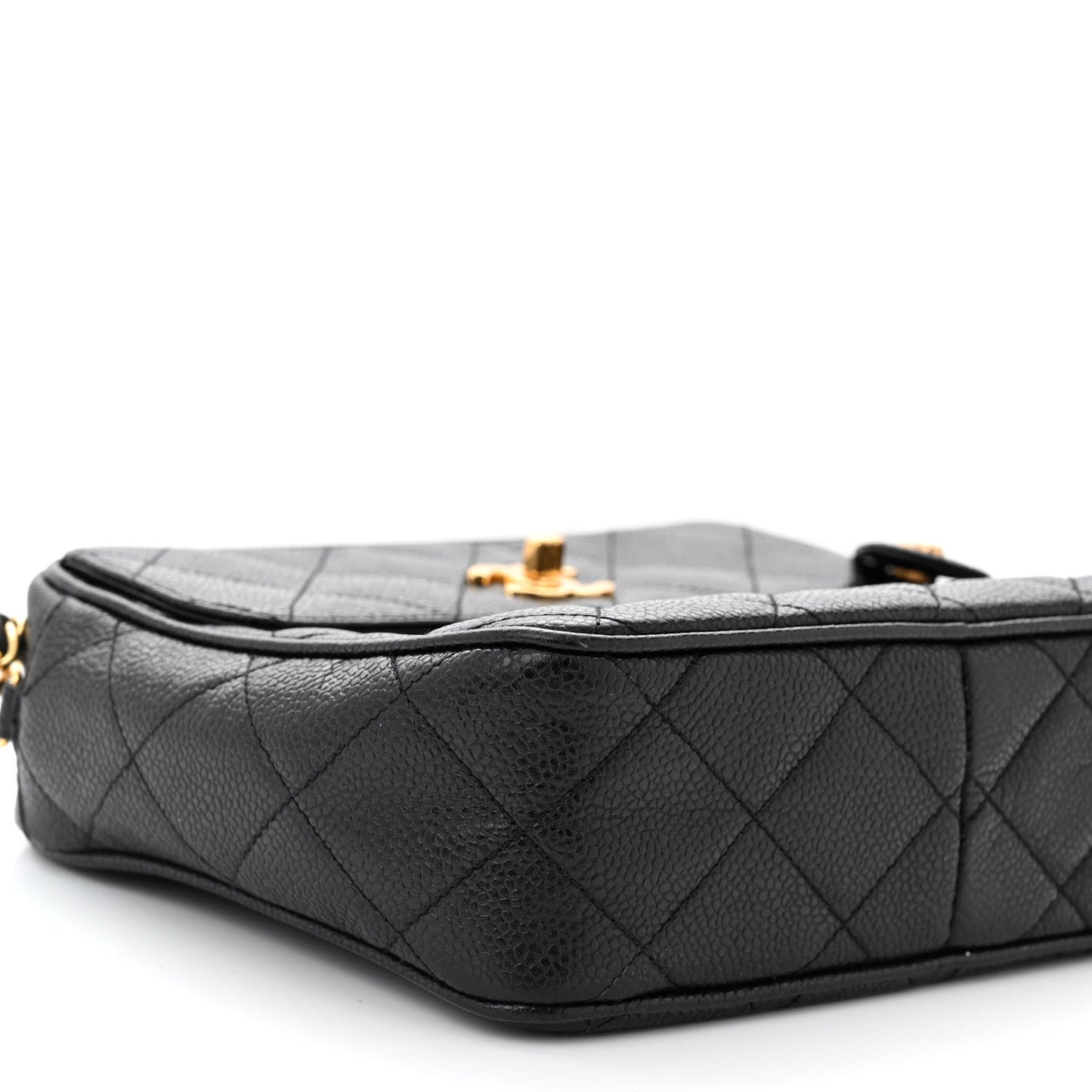 Caviar Quilted Flap Camera Case Black