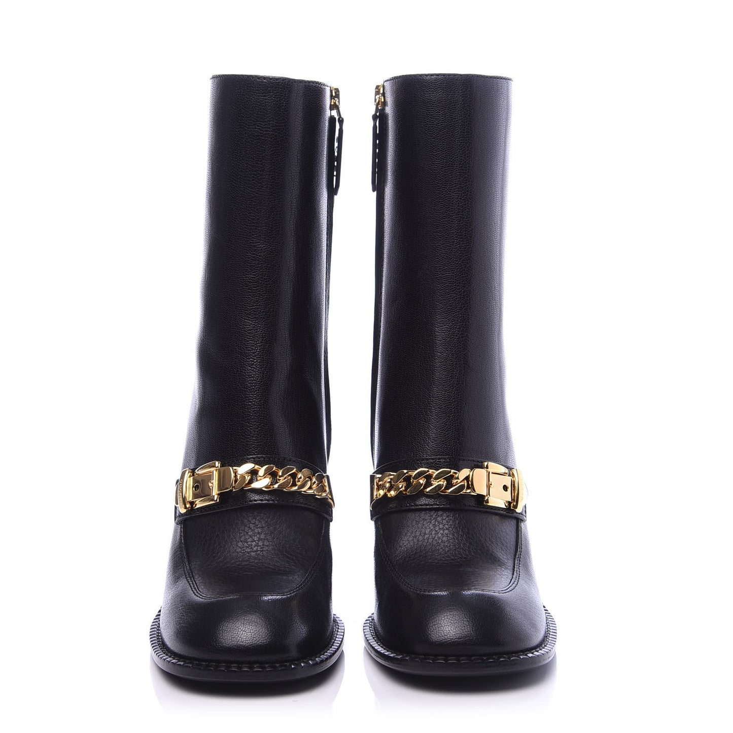 Goatskin Austin Calfskin Sylvie Chain Ankle Boots 38 Black