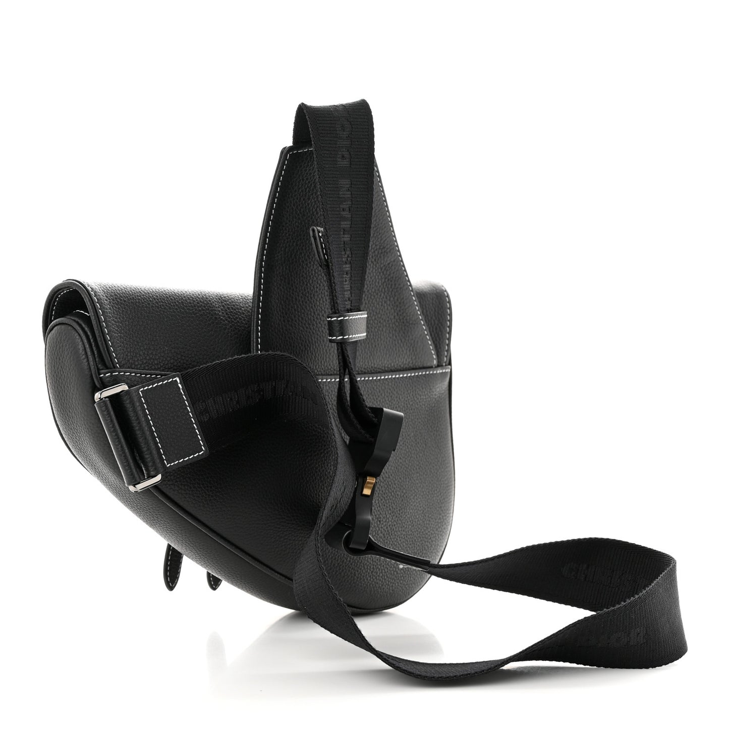 X PETER DOIG Grained Calfskin Saddle Bag Black