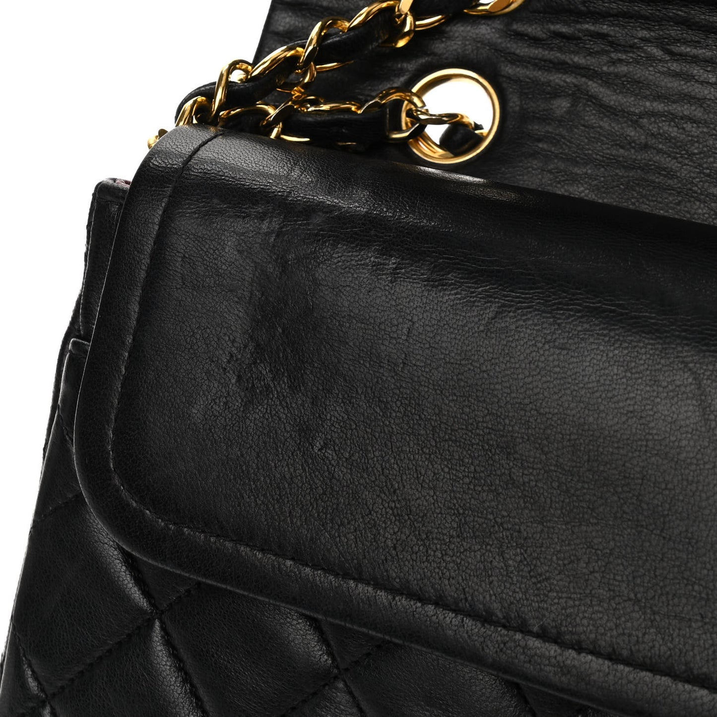Lambskin Quilted Medium Double Flap Black