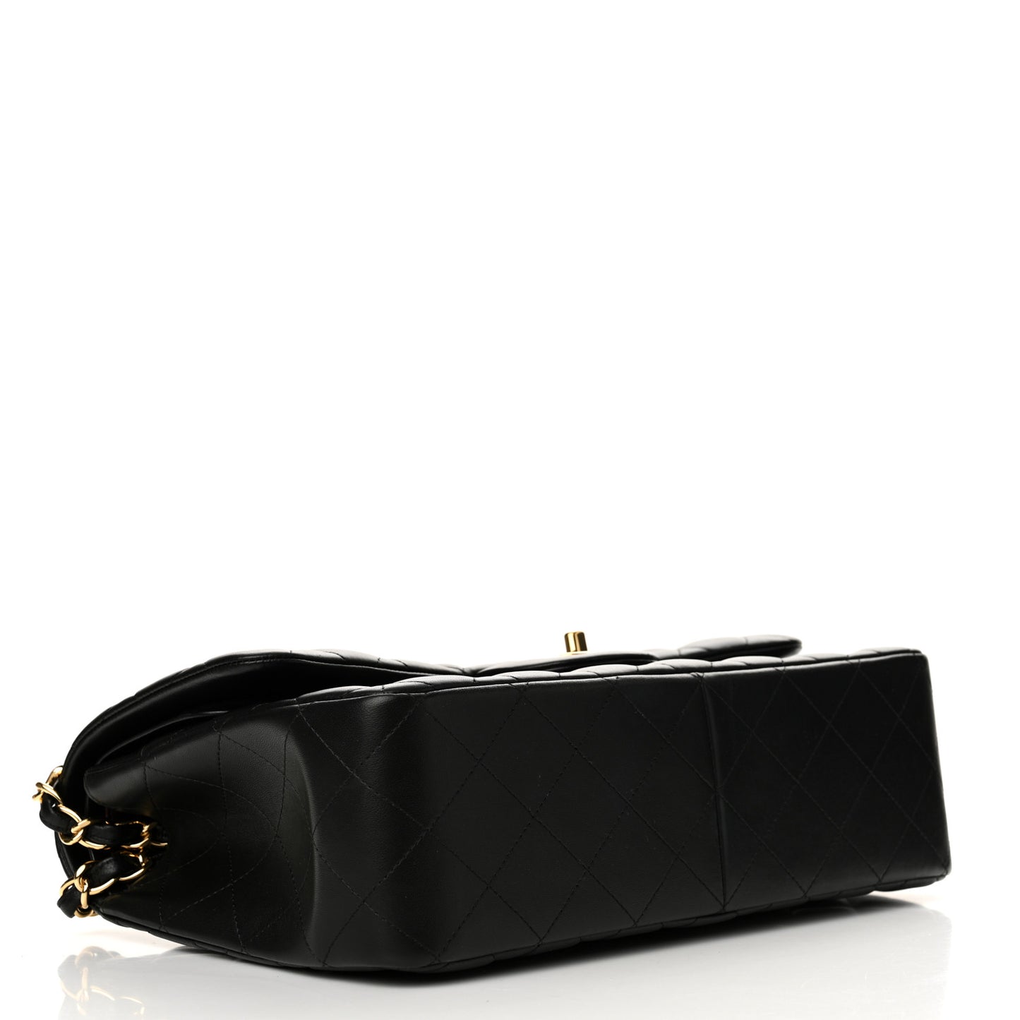 Lambskin Quilted Jumbo Double Flap Black