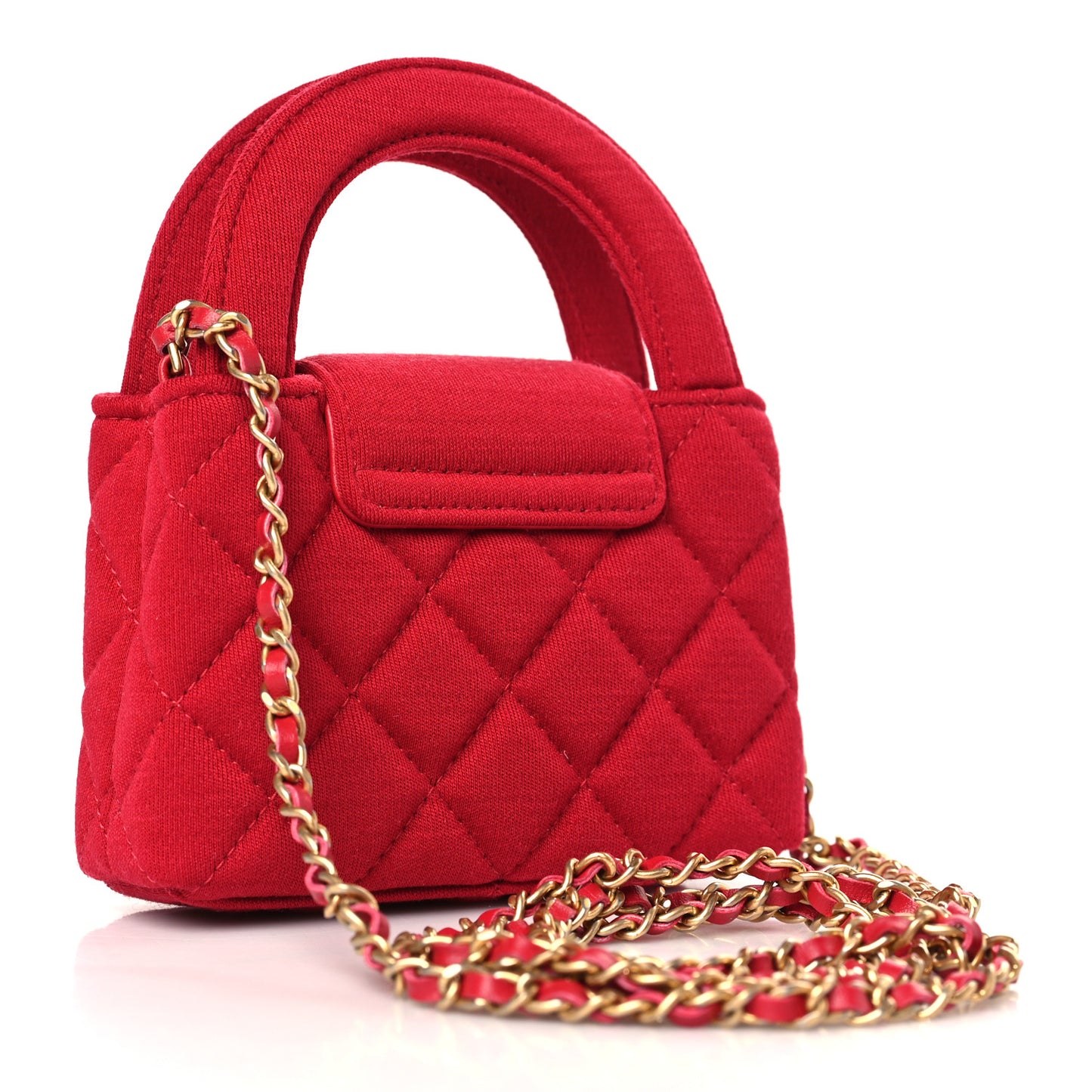 Jersey Quilted Mini Nano Kelly Shopper Red