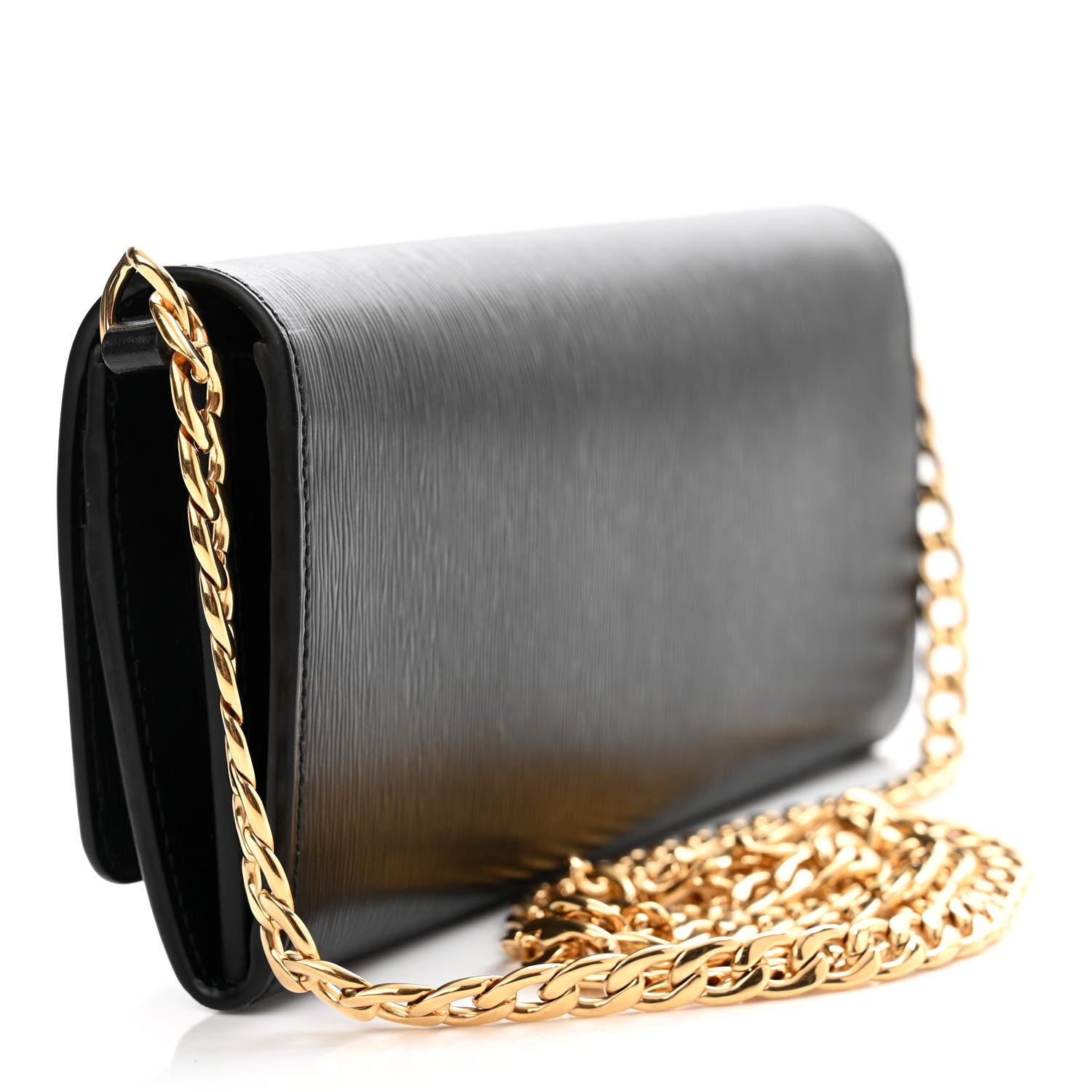 Prada Vitello Move Metal Oro Chain Wallet Black 3 of 10