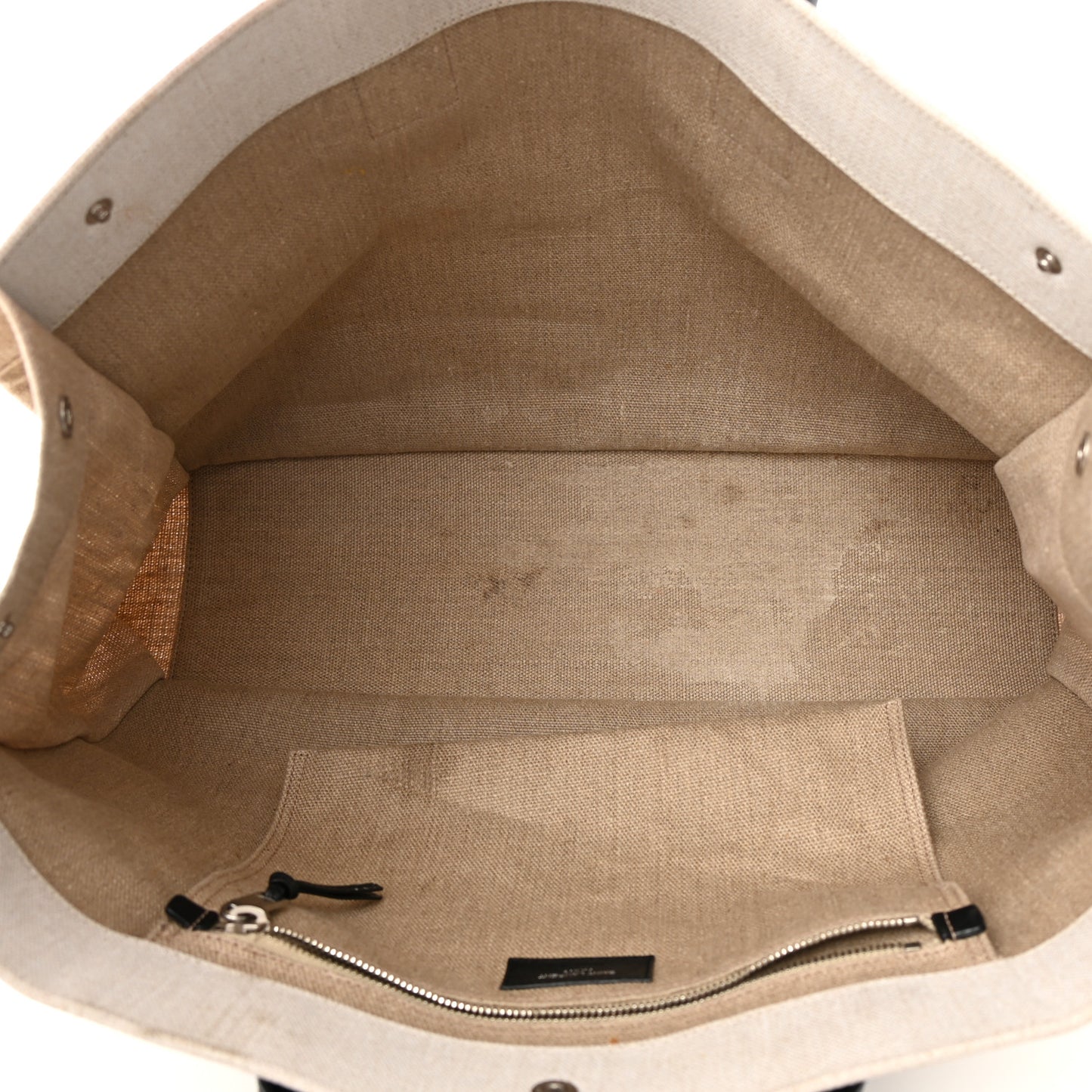 Linen Calfskin Rive Gauche Tote Optic White