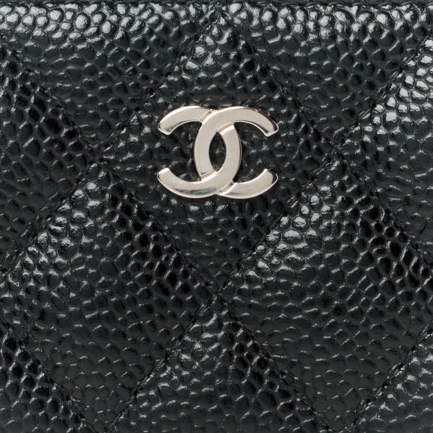 Caviar Quilted Zip Coin Purse Black