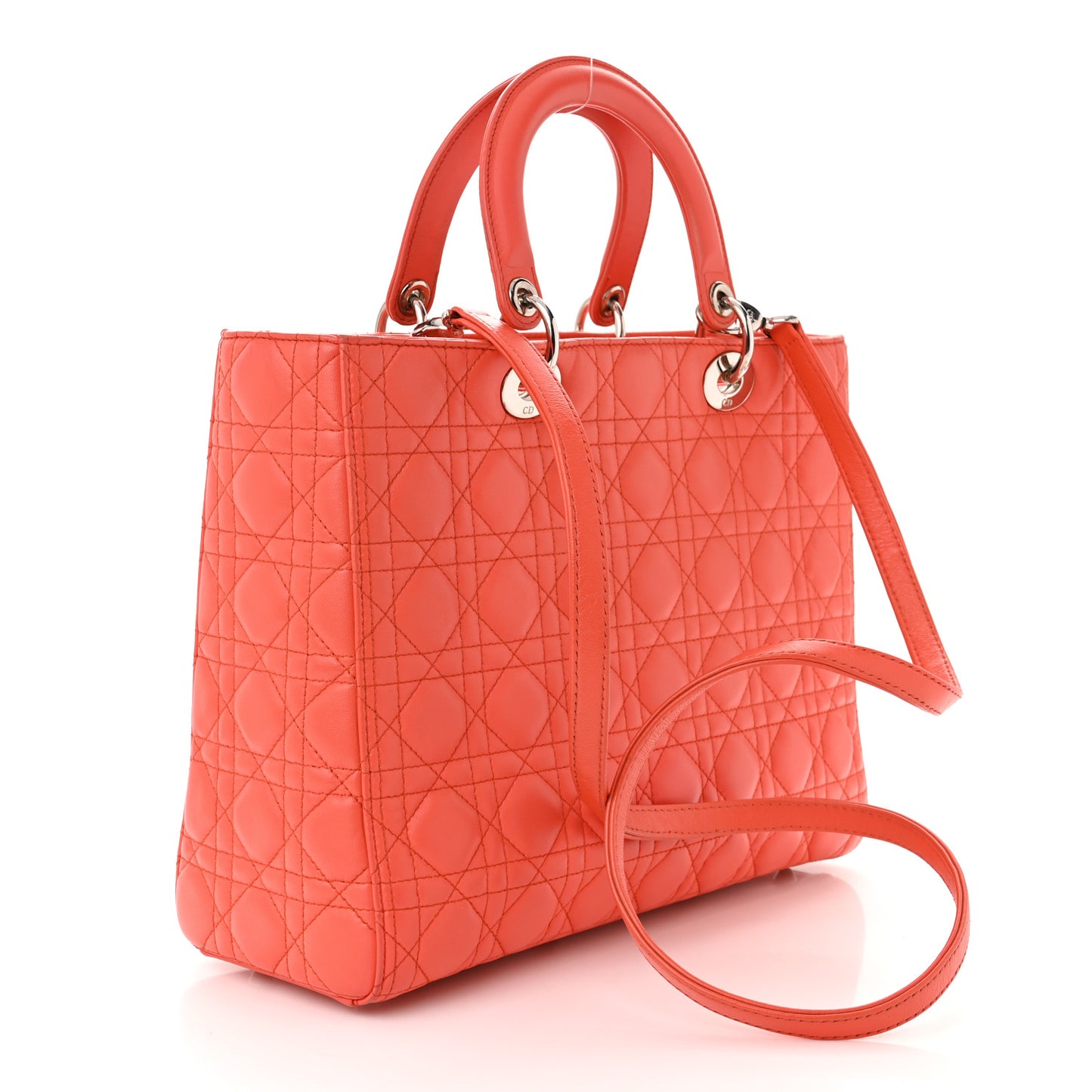 Lambskin Cannage Large Lady Dior Coral