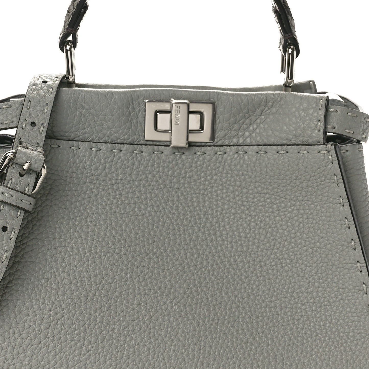 Cuoio Romano Snakeskin Selleria Mini Peekaboo Iconic Satchel Asfalto
