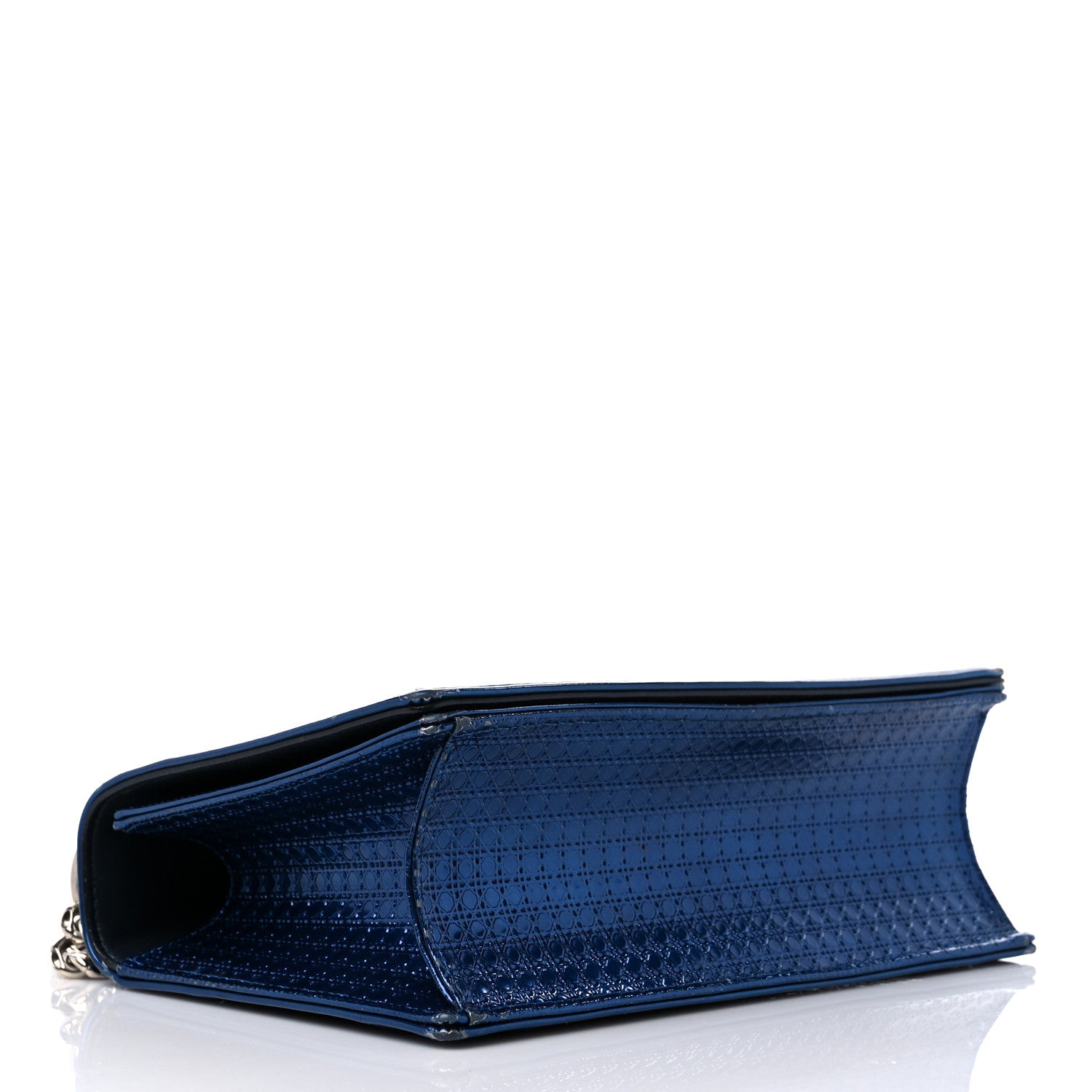 Christian Dior Metallic Patent Micro-Cannage Medium Diorama Flap Bag Blue 4 of 22