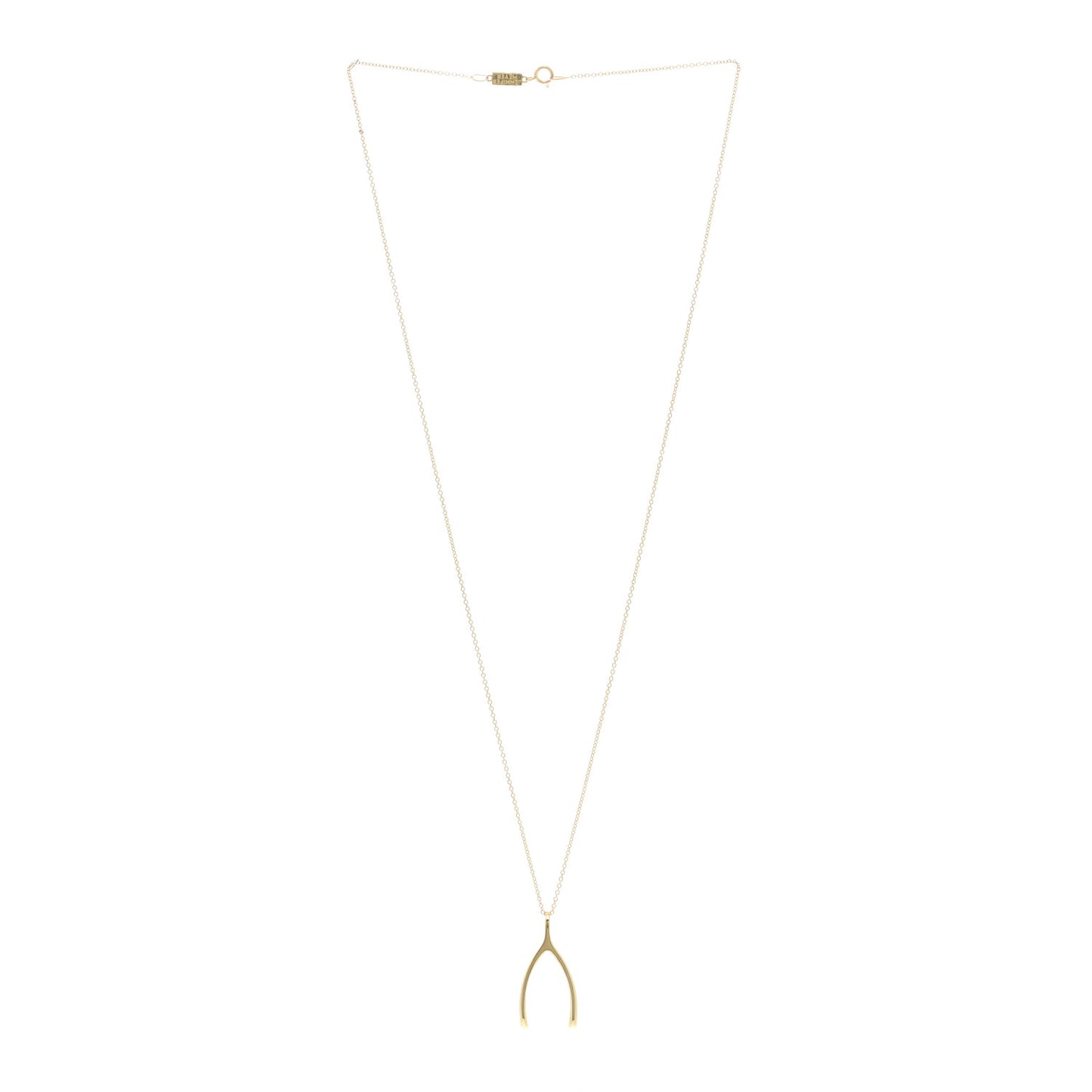 18K Yellow Gold Wishbone Pendant Necklace