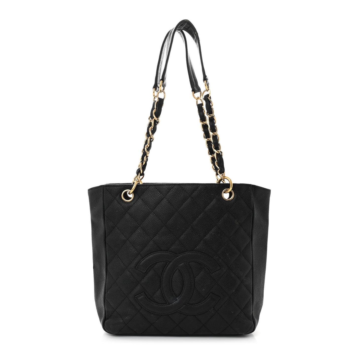 Caviar Quilted Petit Shopping Tote PST Black
