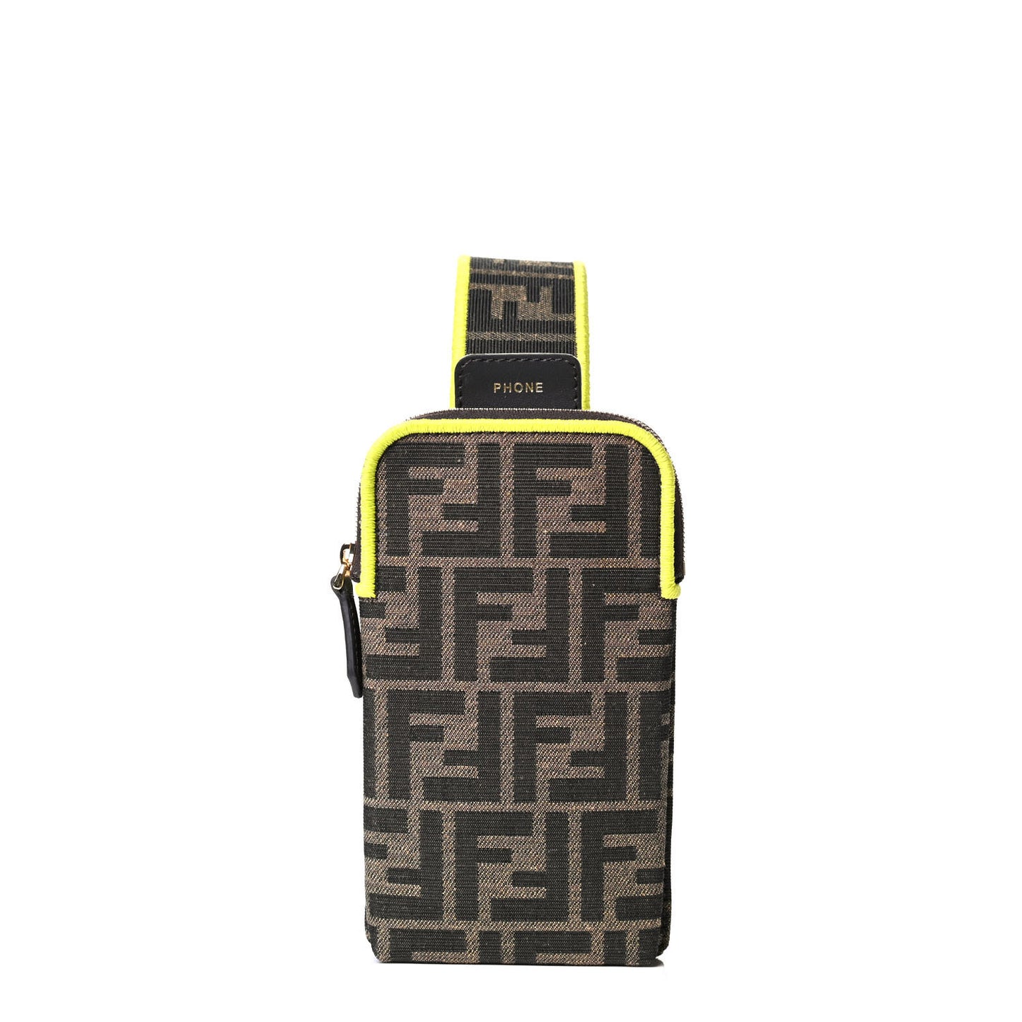 Fabric Jacquard FF 1974 Cell Pocket Strap You Tobacco Moro Giallo Fluo