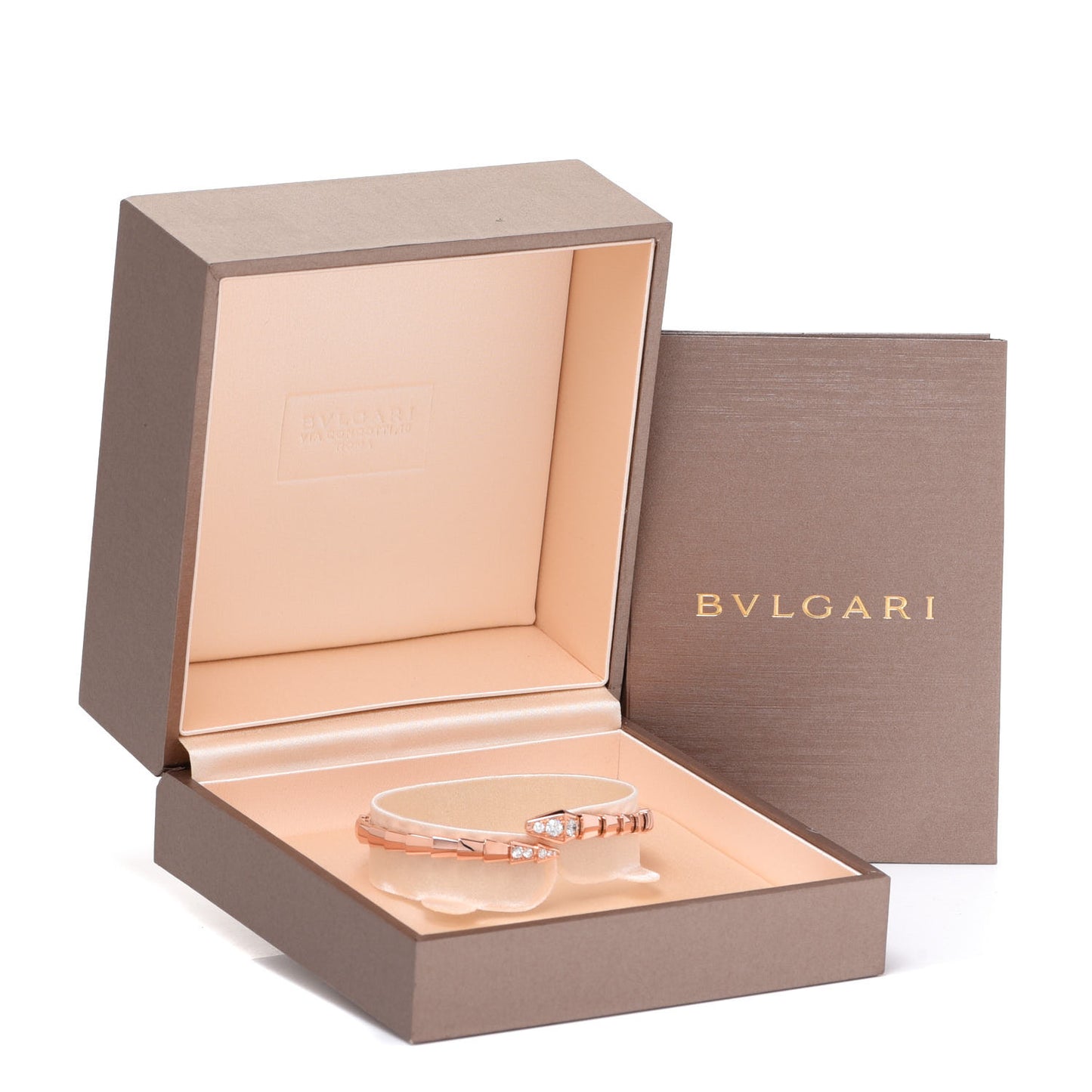 18K Rose Gold Diamond Serpenti Viper Bracelet S
