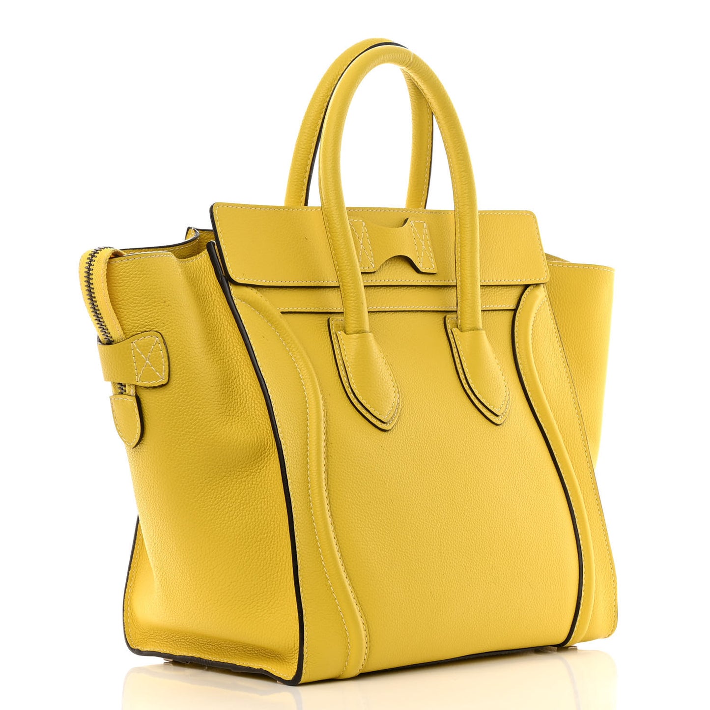 Drummed Calfskin Mini Luggage Citron
