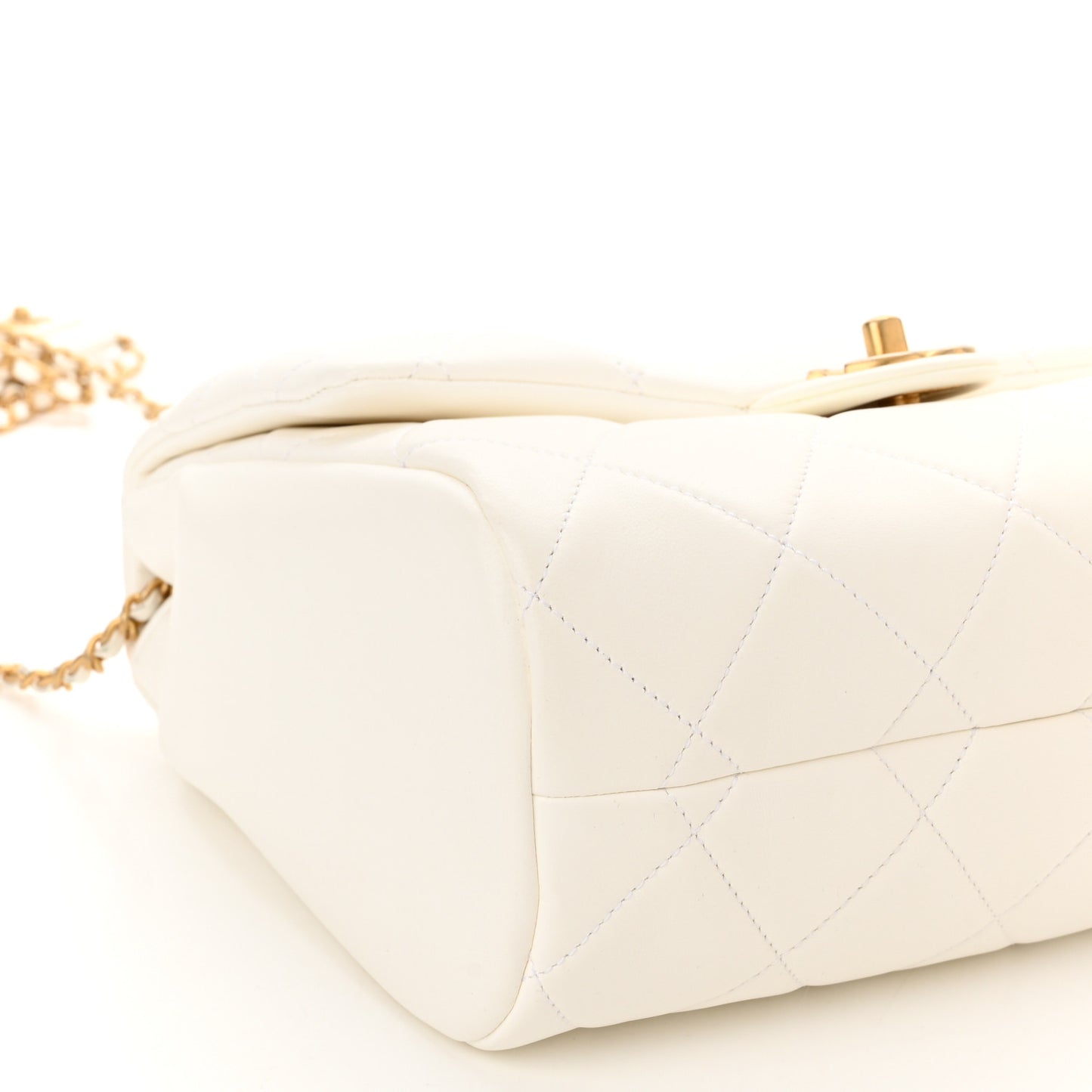 Lambskin Quilted Large Side-Packs White