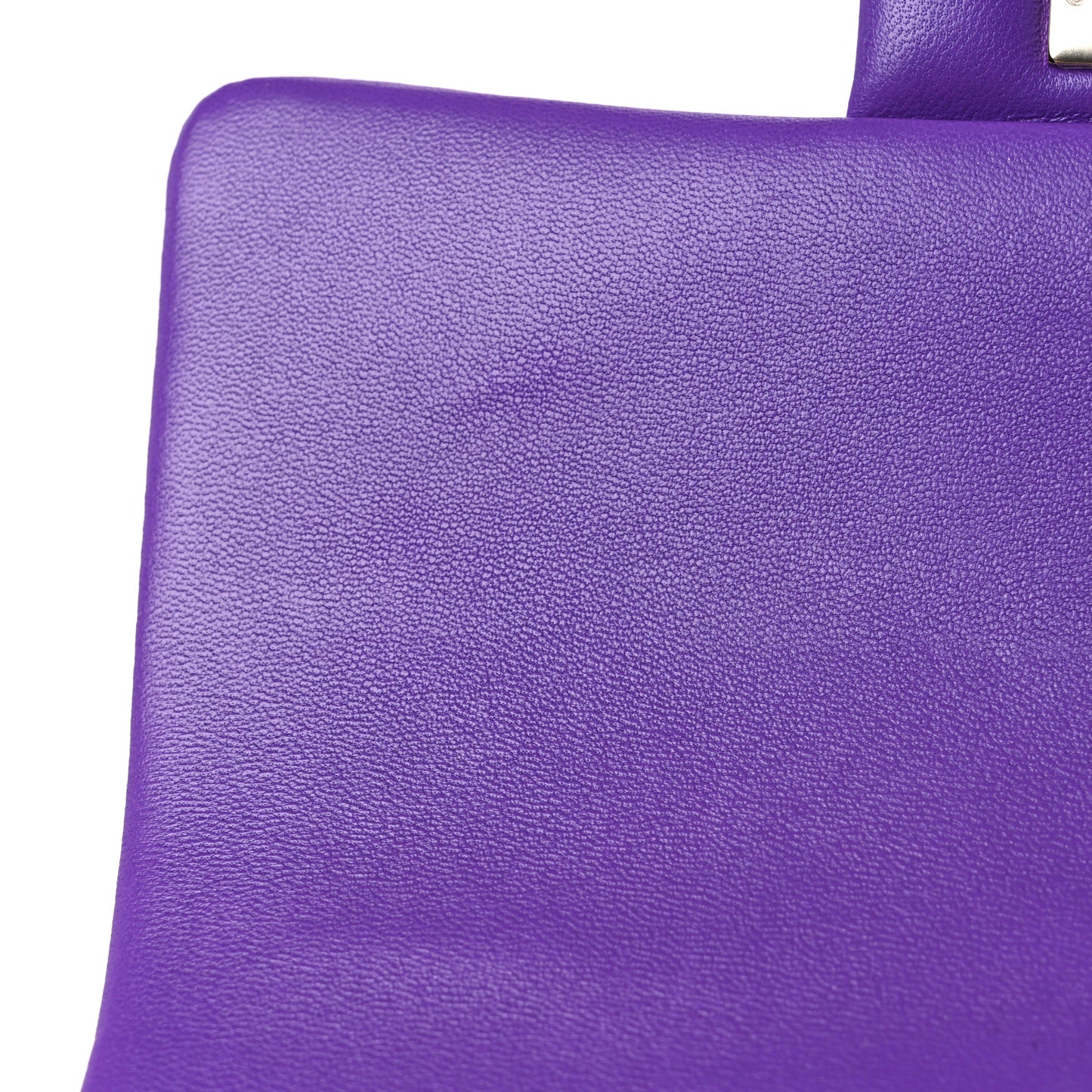 Lambskin Quilted Mini Top Handle Rectangular Flap Dark Purple