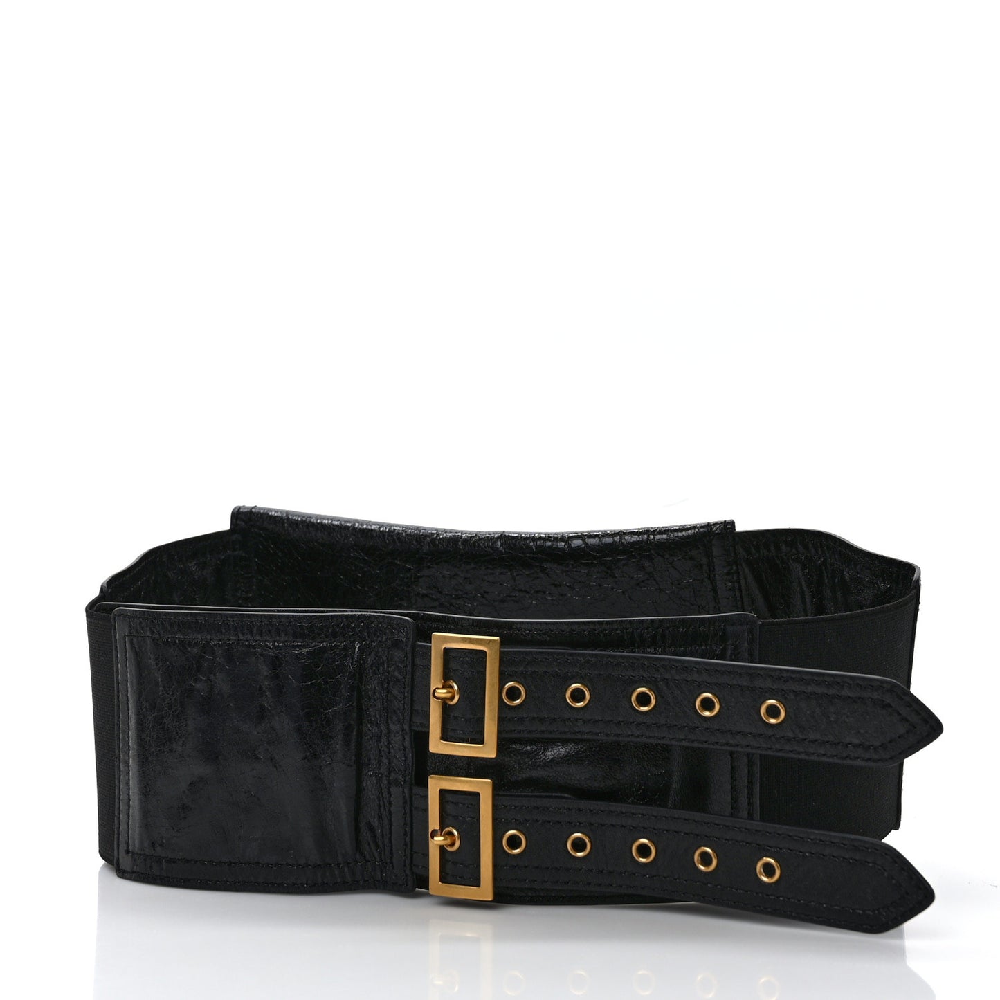 Crinkled Lambskin 135mm Saddle Belt Black