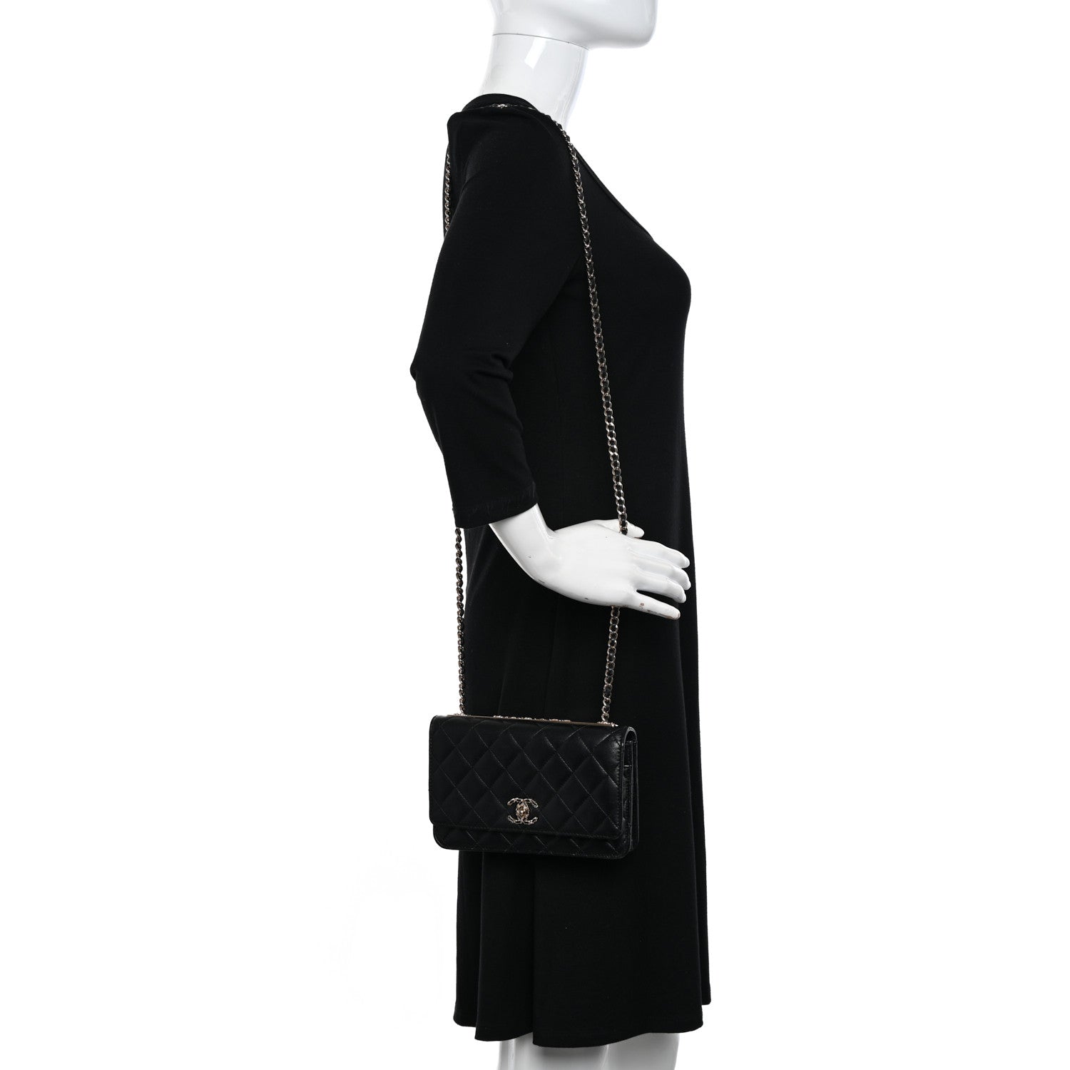 Chanel Lambskin Quilted Trendy CC Wallet On Chain WOC Black 2 of 12