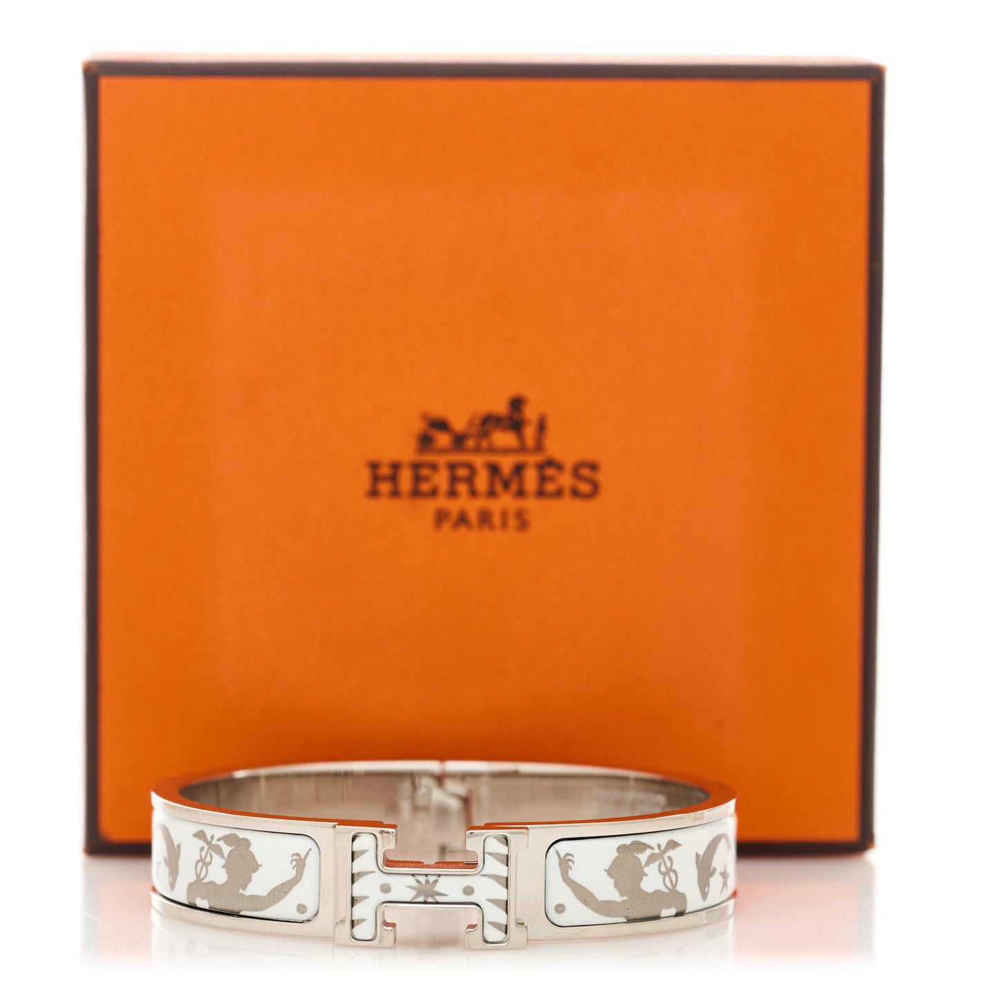 Enamel Printed D'Orphee Narrow Clic Clac H Bracelet PM Platine White