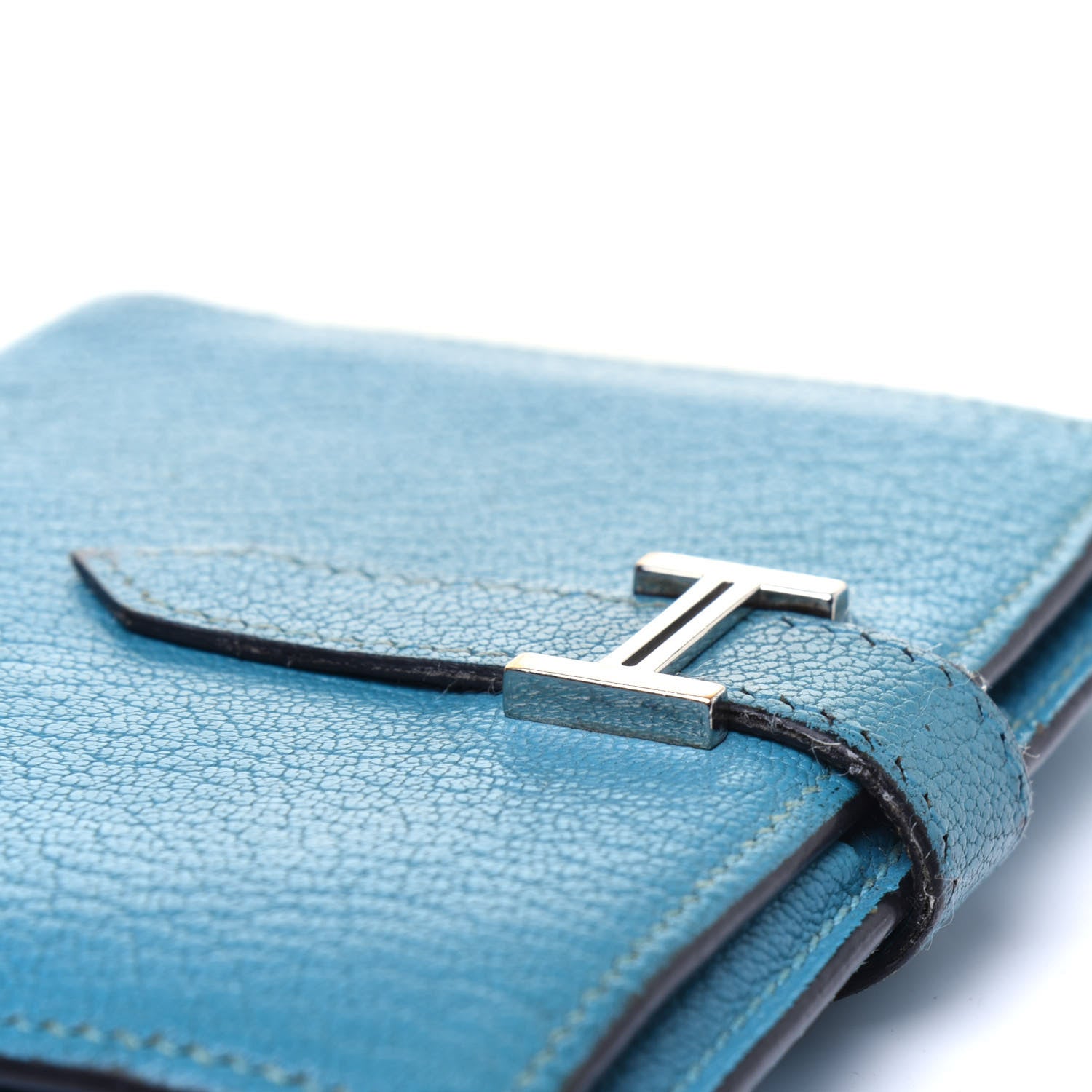Hermes Chevre Mysore Compact Bearn Wallet Blue Jean 24 of 29