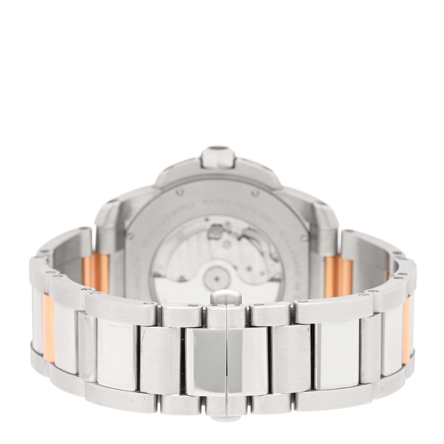 Stainless Steel 18K Pink Gold 42mm Calibre de Cartier Automatic Watch Brown
