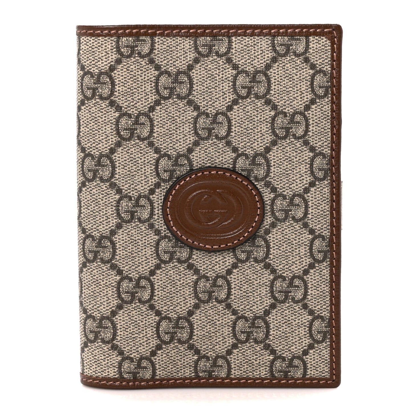 GG Supreme Monogram Azalea Calfskin Retro Interlocking G Passport Case Beige Red