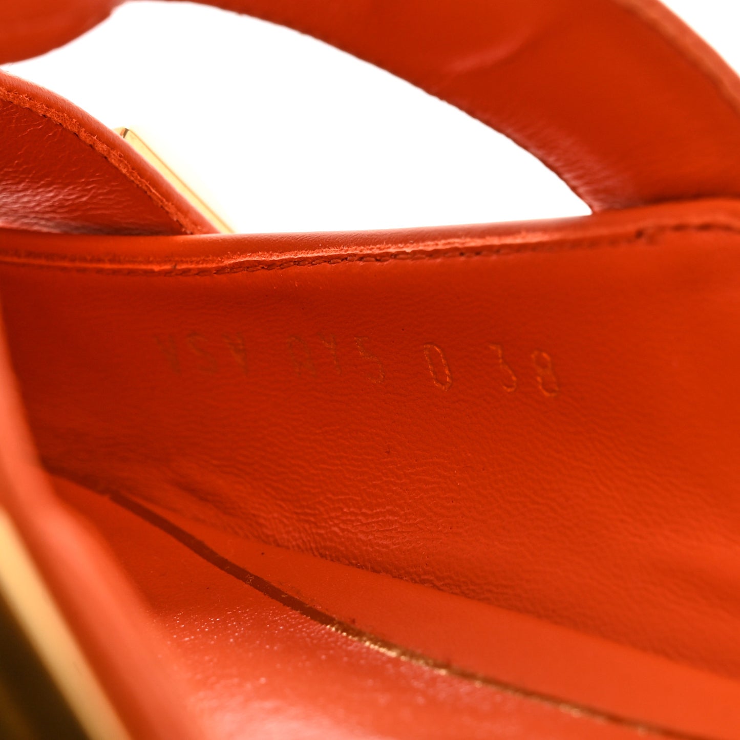 Calfskin Roman Stud Ankle Strap Flat Mules 38 Orange Zest