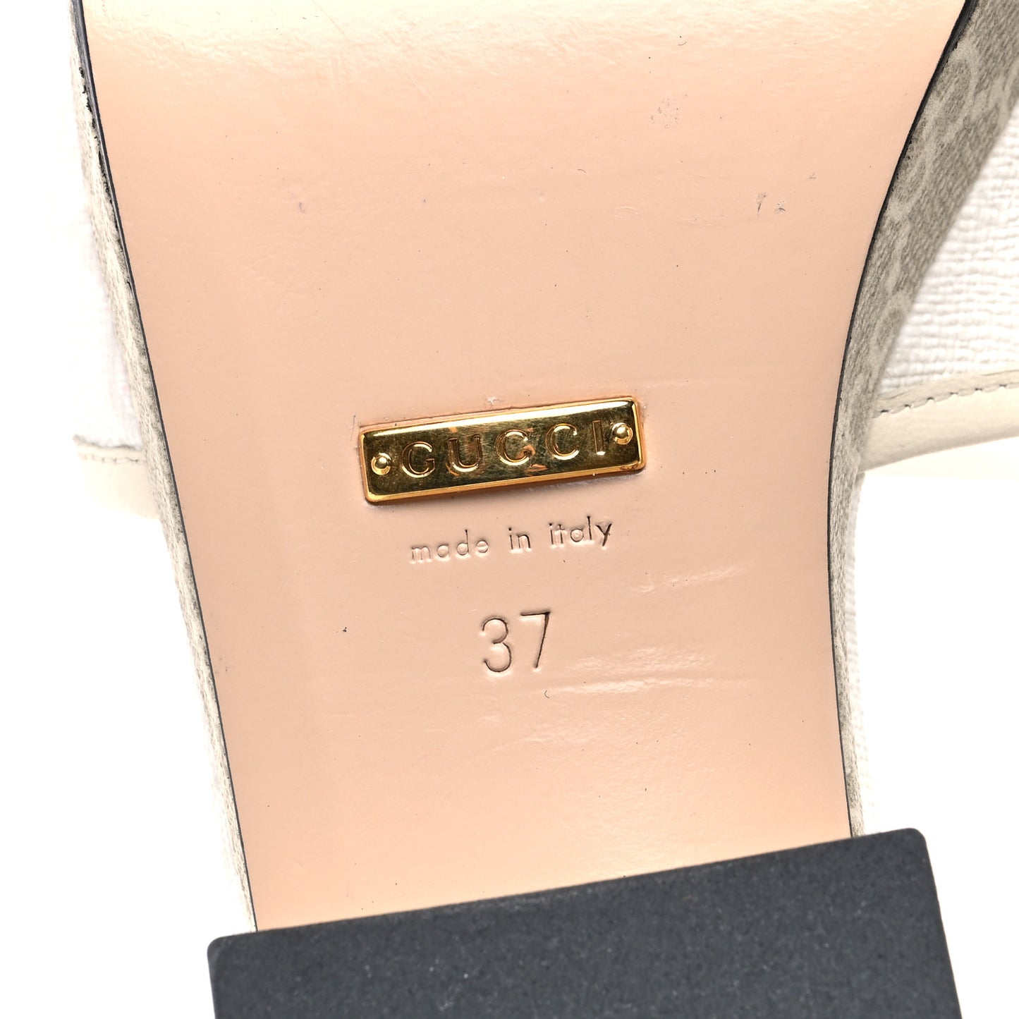 GG Supreme Monogram Malaga Kid Platform Mule Sandals 37 White Mystic White