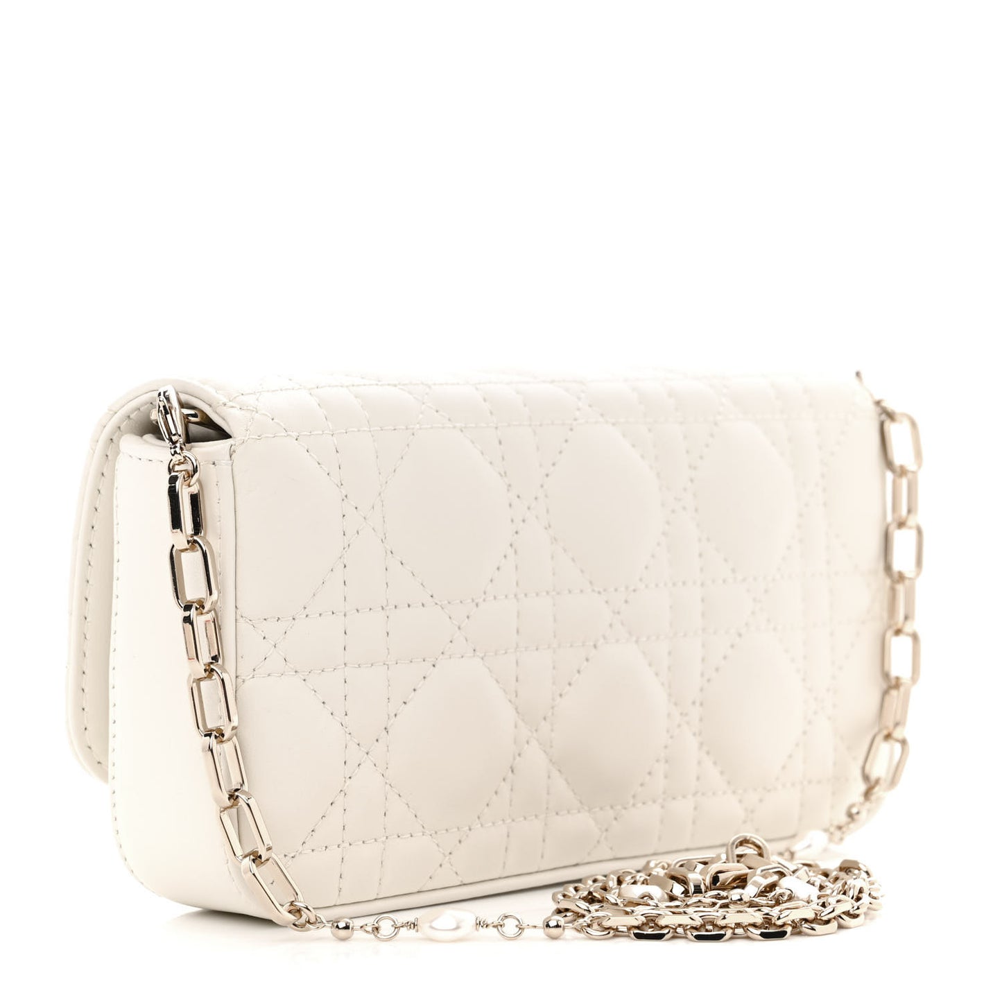 Lambskin Cannage Dior Talk Phone Pouch Latte