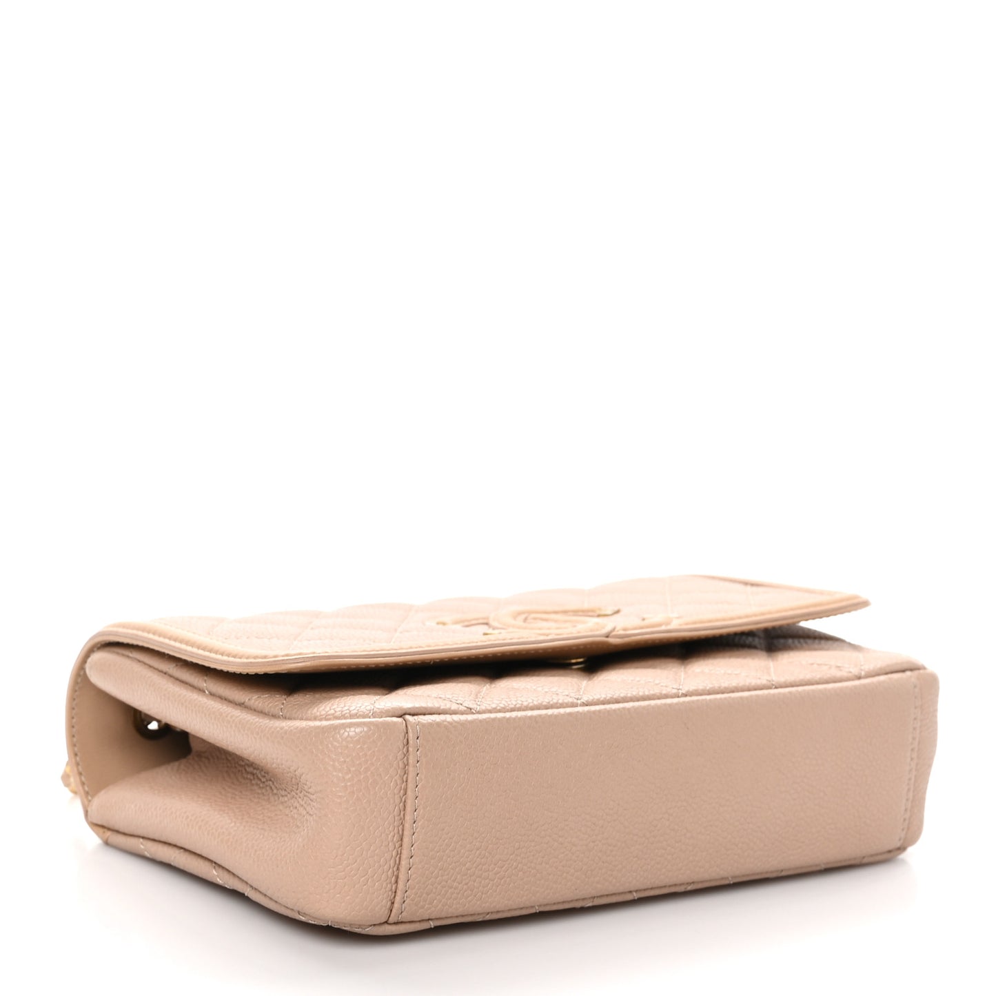 Caviar Quilted Small CC Filigree Flap Beige
