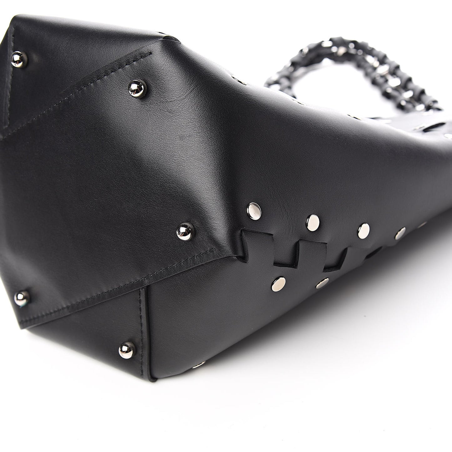 Calfskin Medium Studded Hex Bucket Black