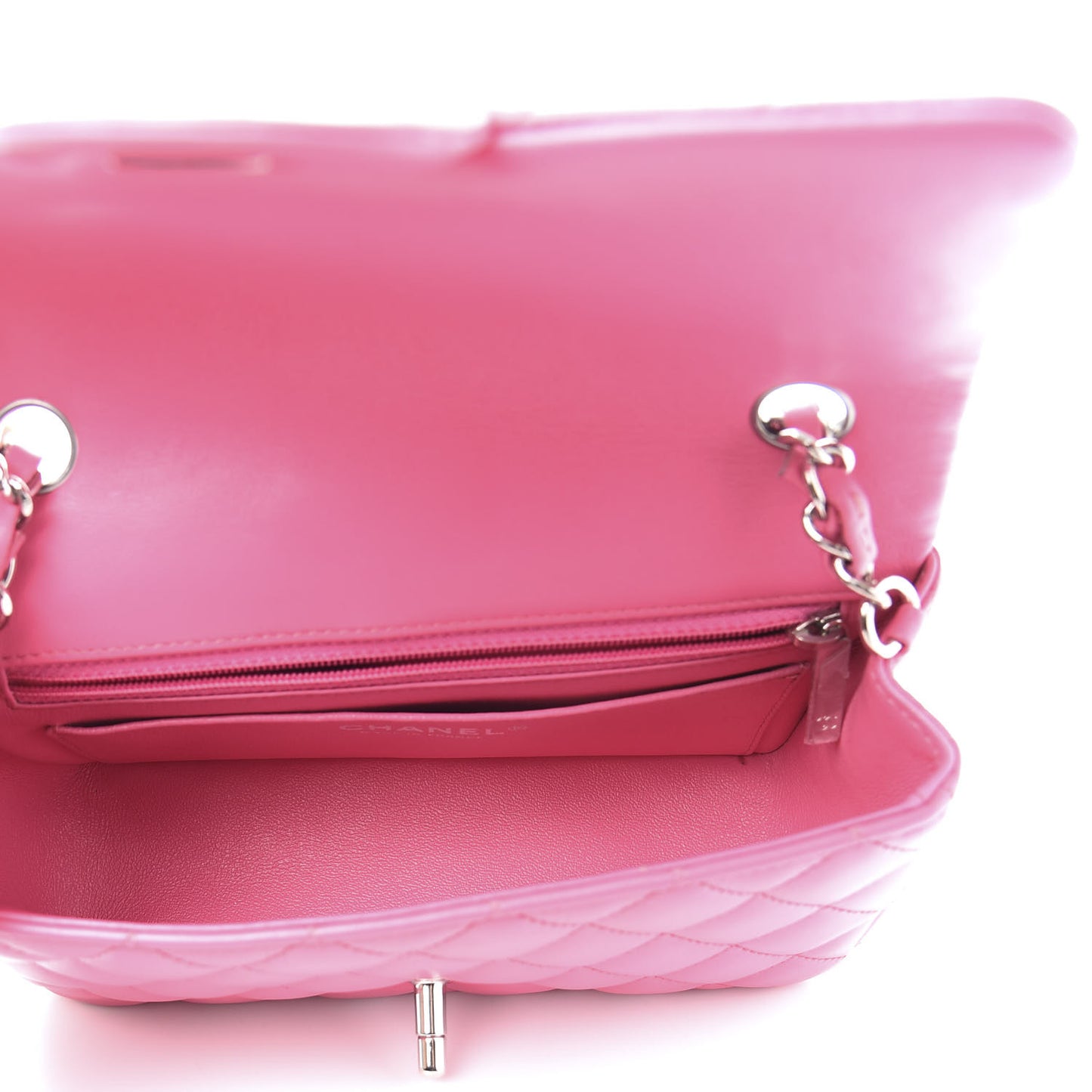 Lambskin Quilted Mini Rectangular Flap Dark Pink