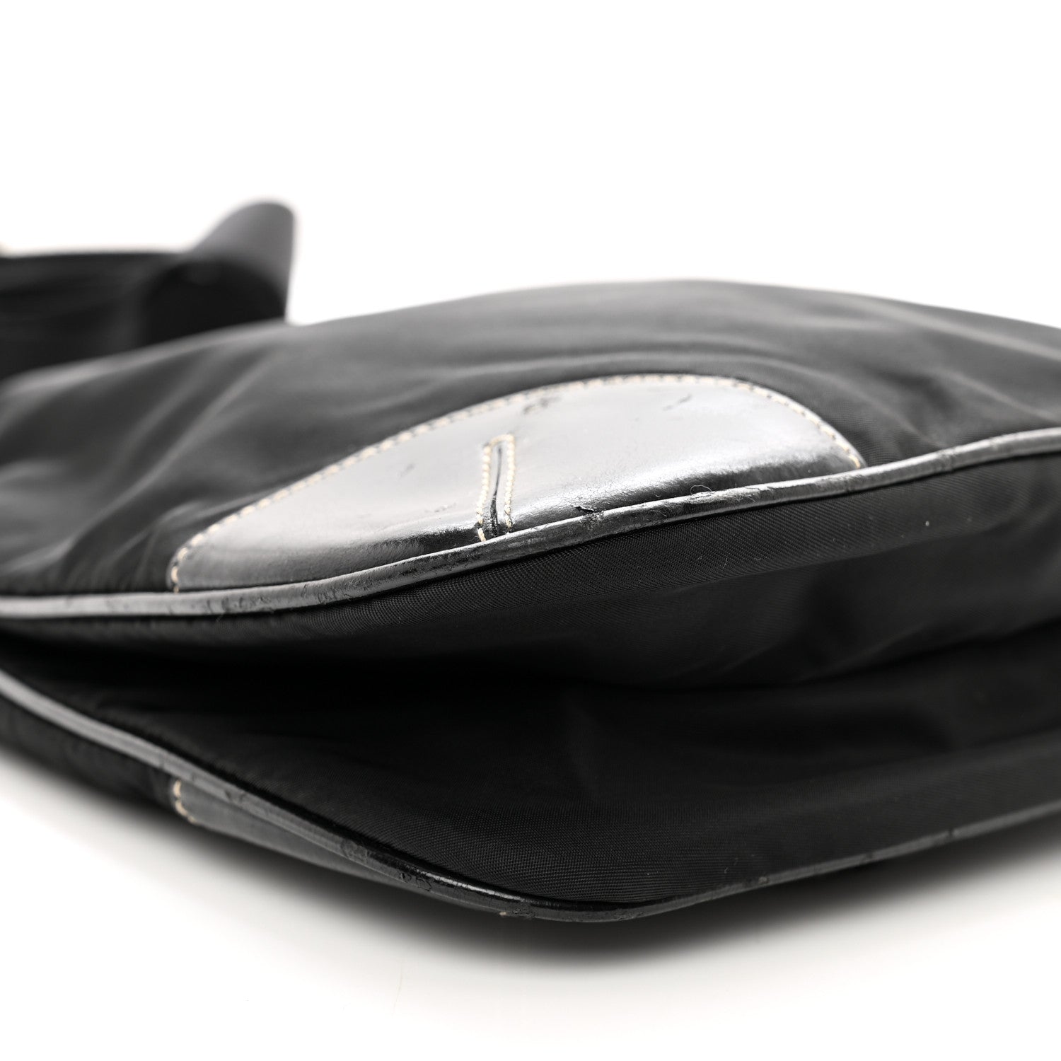 Prada Tessuto Nylon Calfskin Flat Messenger Bag Black 8 of 10