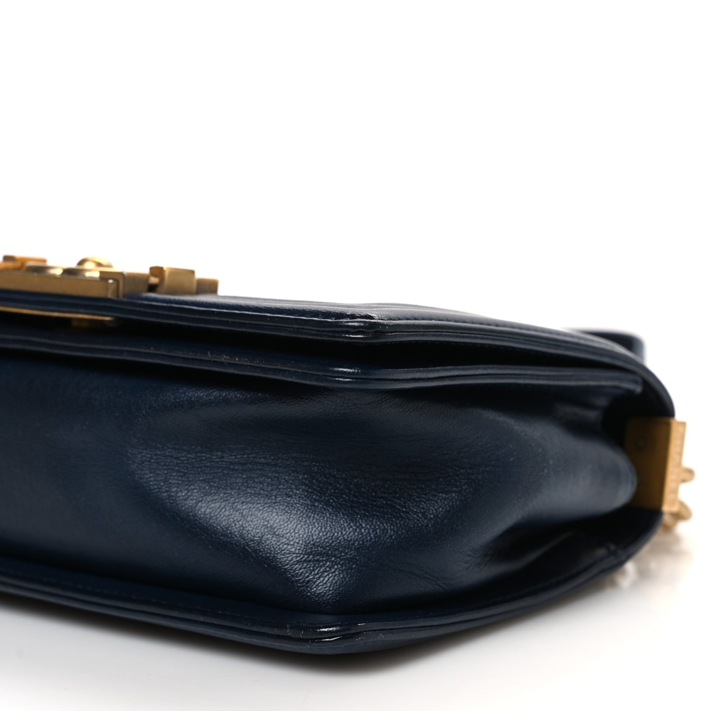 Calfskin Quilted Small Boy Flap Navy