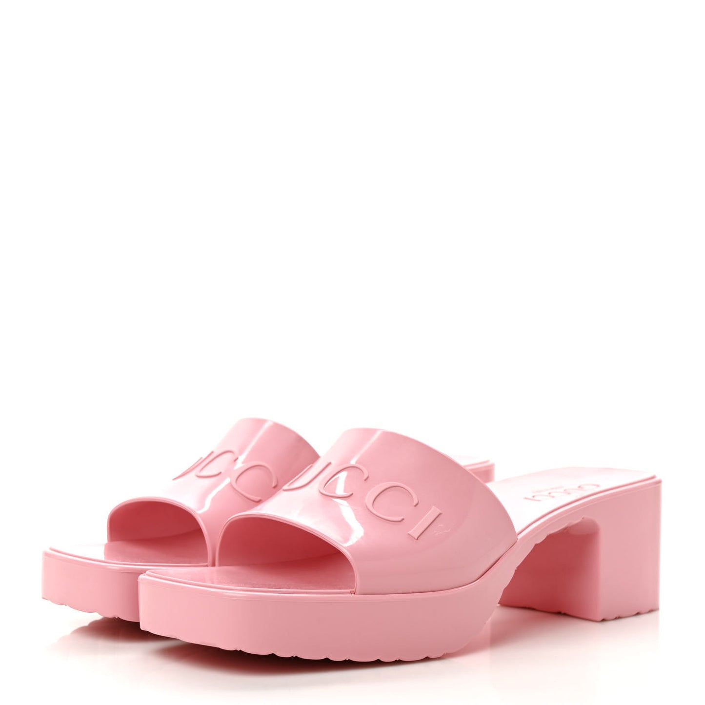 Rubber Gucci Logo Womens Platform 20/60mm Slide Sandals 35 Wild Rose