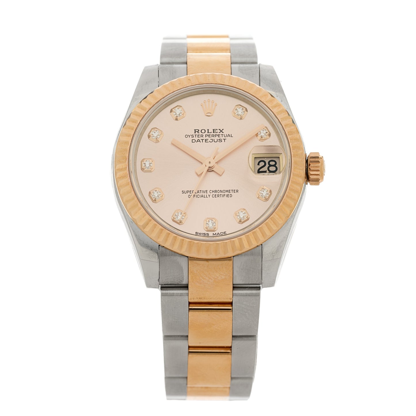 Stainless Steel 18K Everose Gold Diamond 31mm Oyster Perpetual Datejust Watch Silver 178271