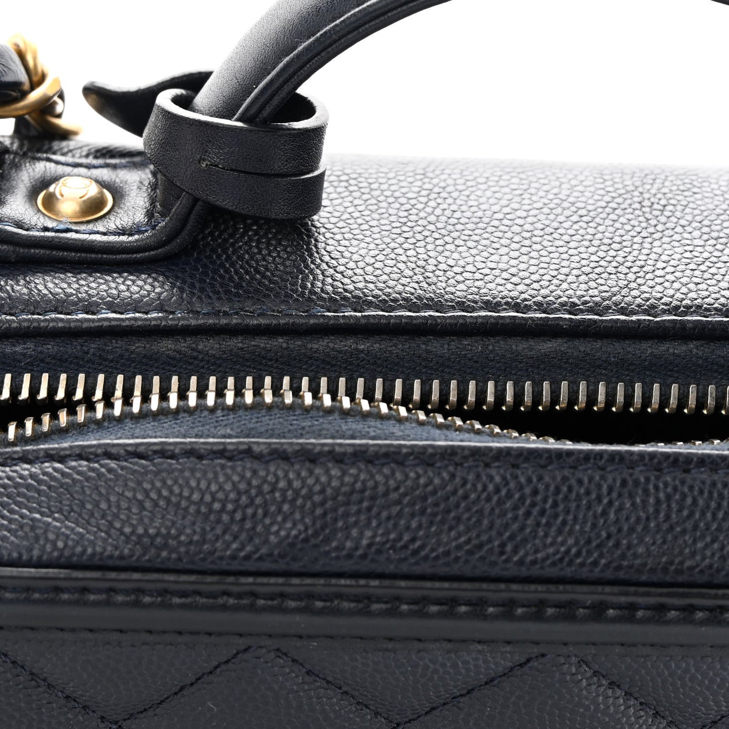 Caviar Quilted Medium CC Filigree Vanity Case Navy