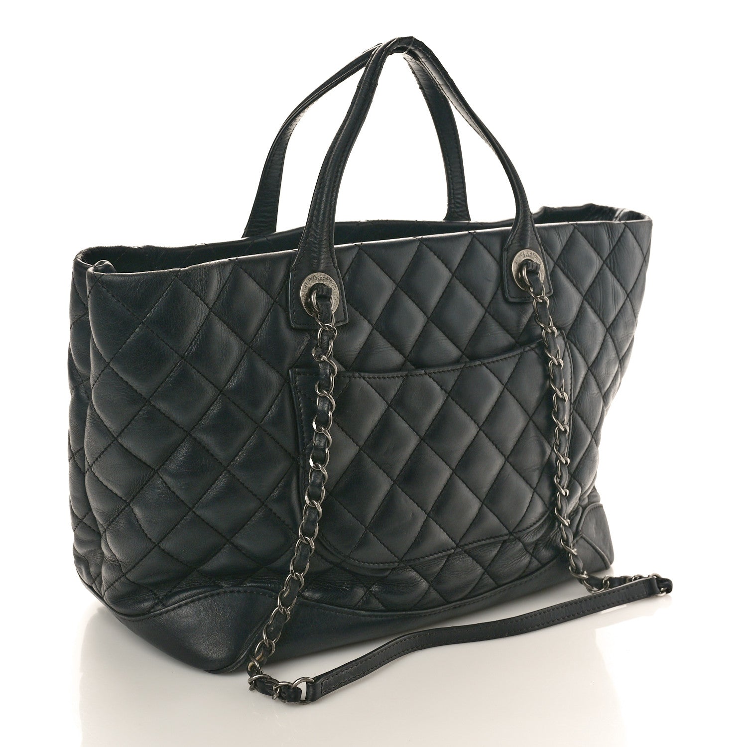 Chanel Calfskin Quilted Small Easy Shopping Tote Black 3 of 16
