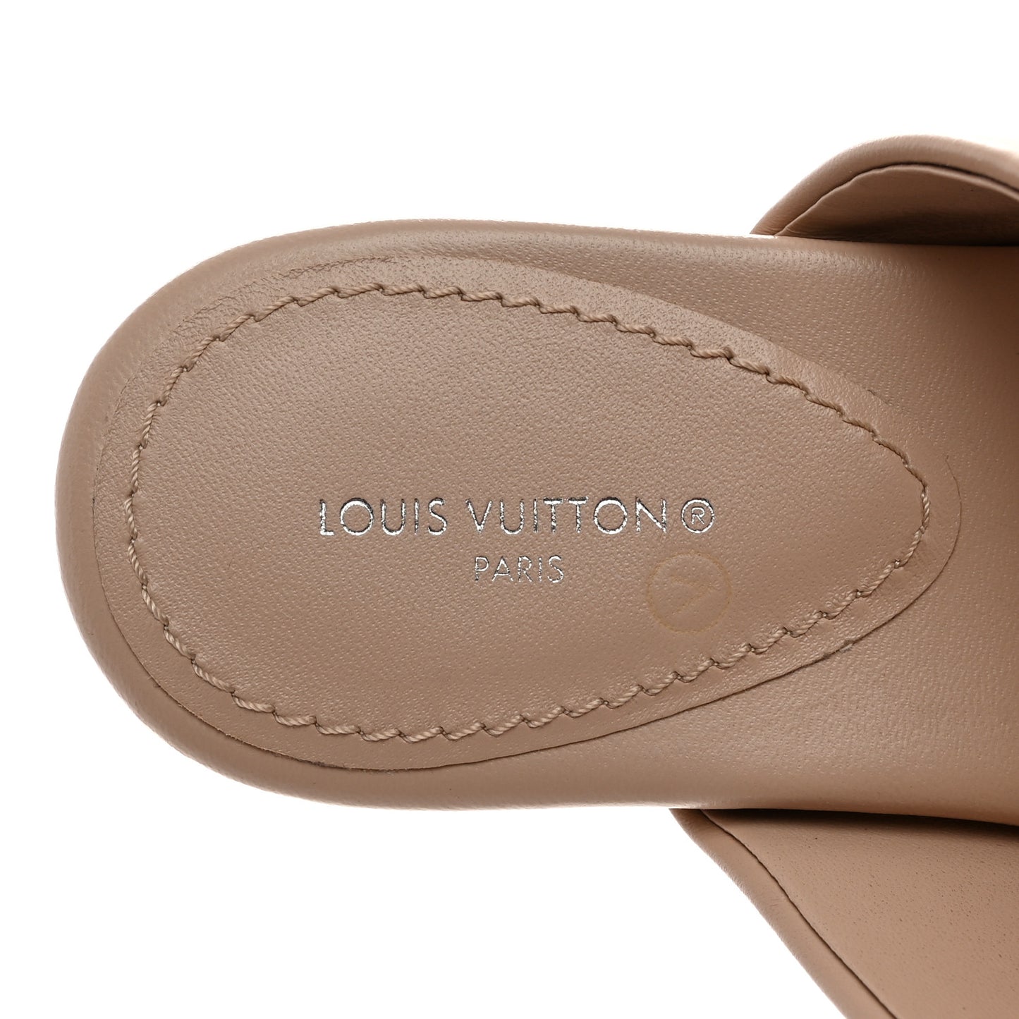 Lambskin Embossed Monogram Drapy Flat Thong Sandal 37 Beige