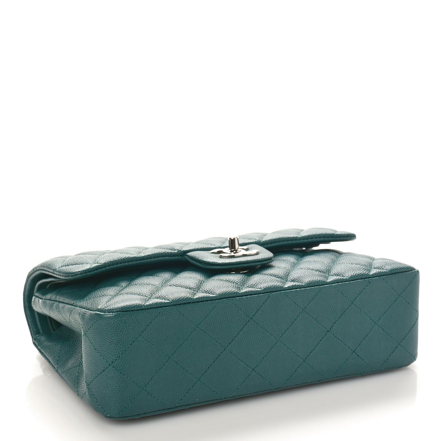 Caviar Quilted Small Double Flap Green