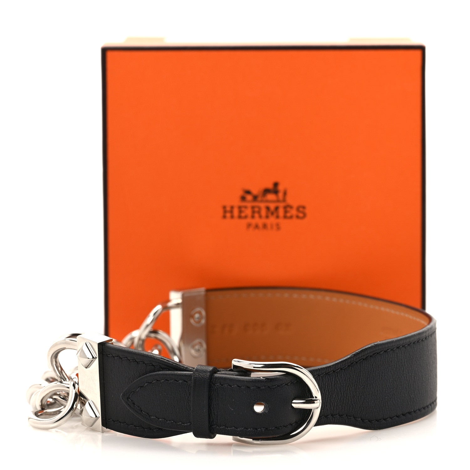 Hermes Swift Metal Gourmette Equestre Double Tour Bracelet T2 Black 7 of 7