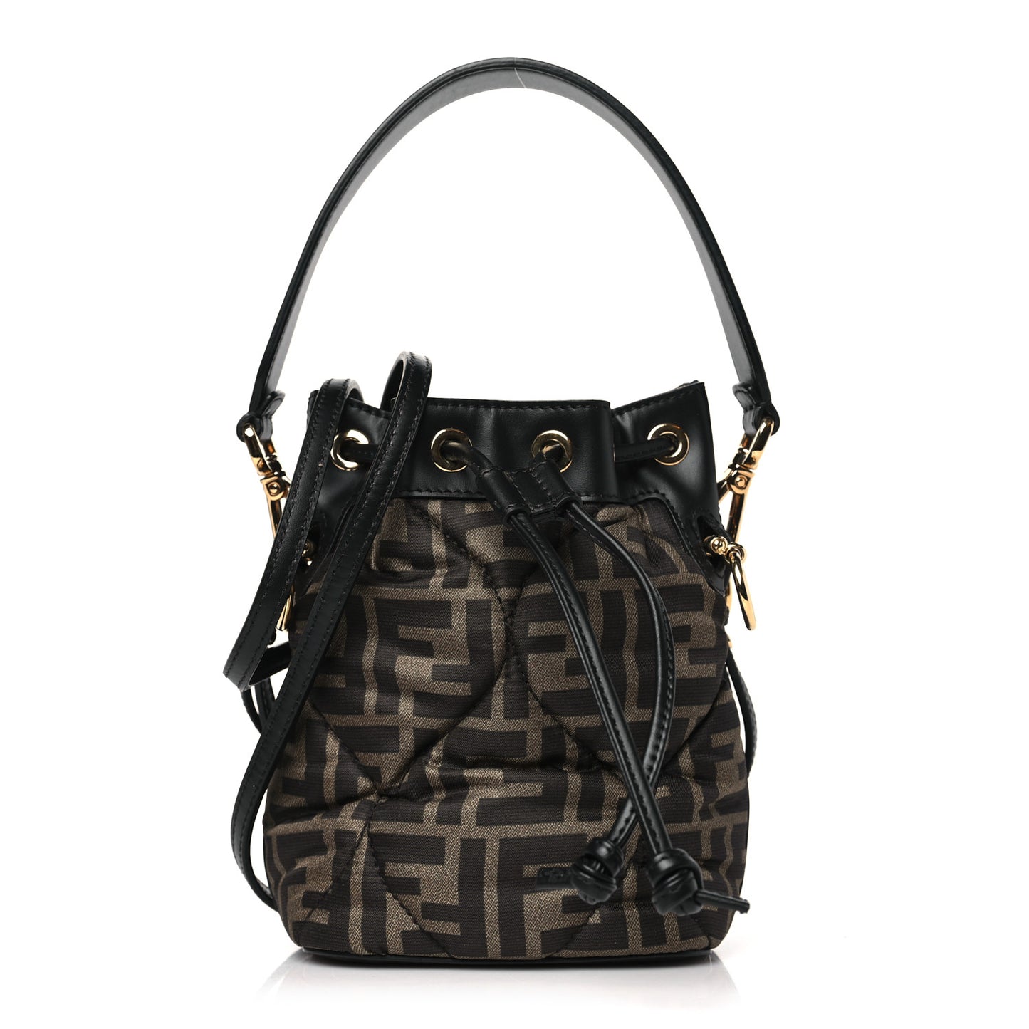 Silk Vitello King FF 1974 Quilted Mini Mon Tresor Bucket Bag Tobacco Moro