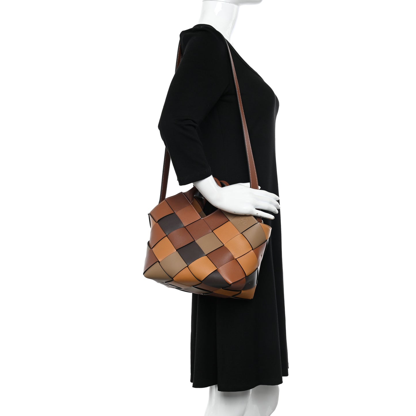 Calfskin Small Woven Basket Surplus Bag Brown