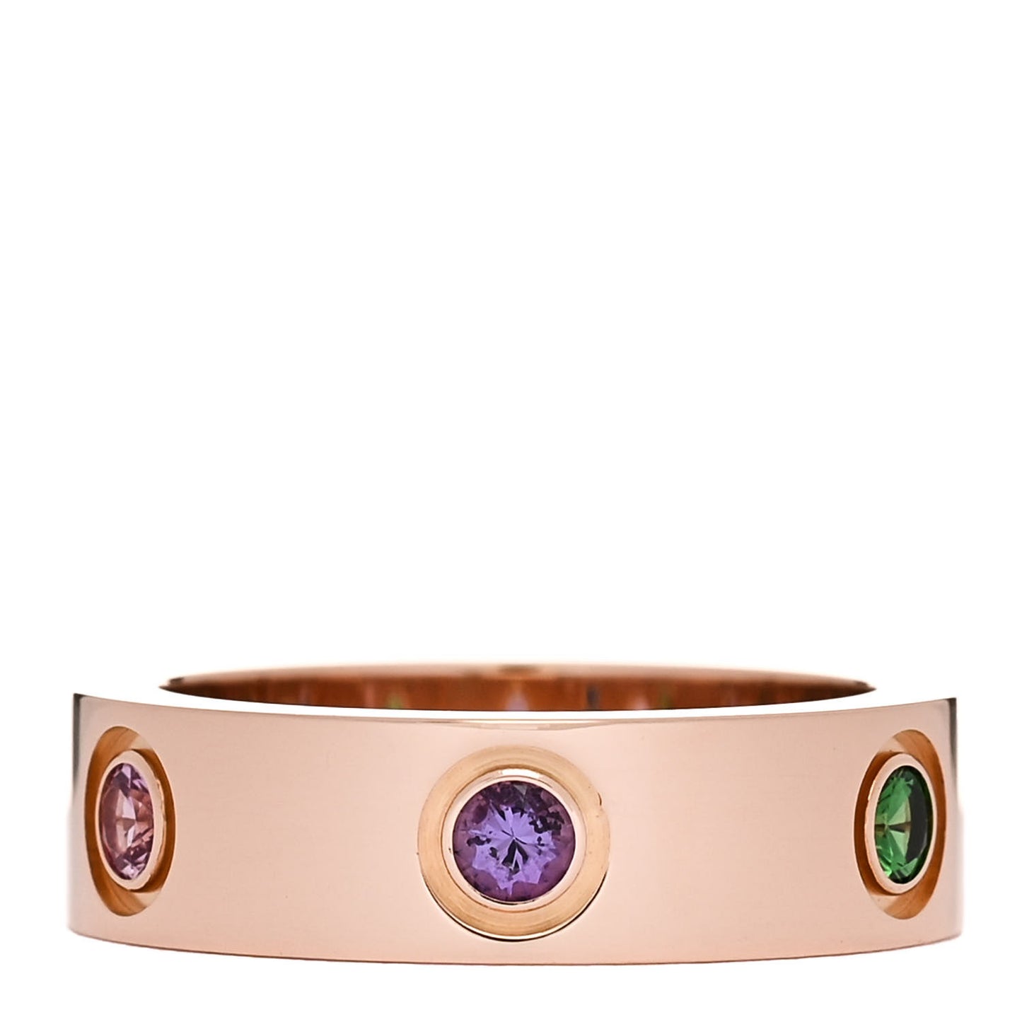 18K Pink Gold Sapphire Garnet Amethyst 5.5mm LOVE Ring 50 5.25
