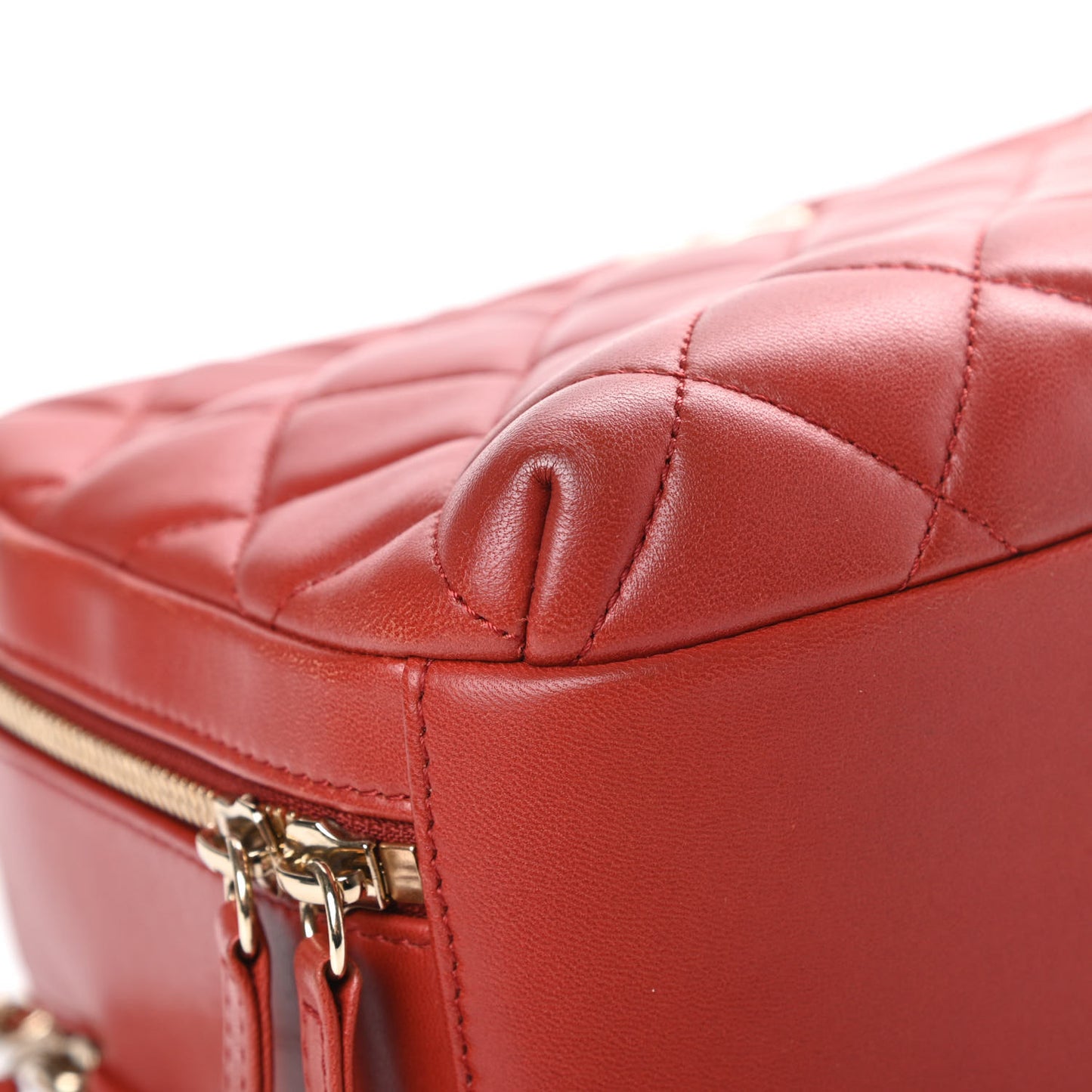 Lambskin Quilted Medium Trendy CC Bowling Bag Red